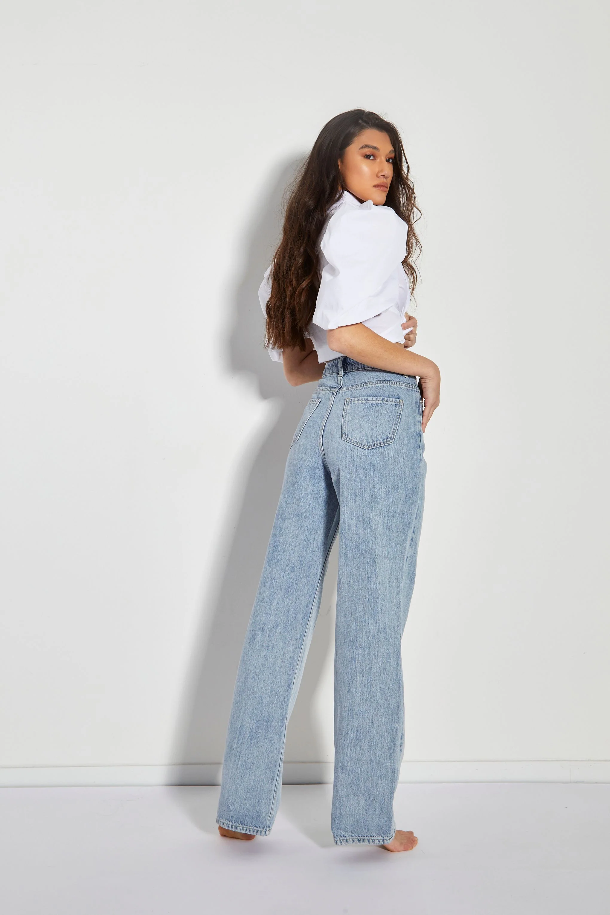 Antique Blue High-Waist Wide Leg 90s Jeans - Image 3