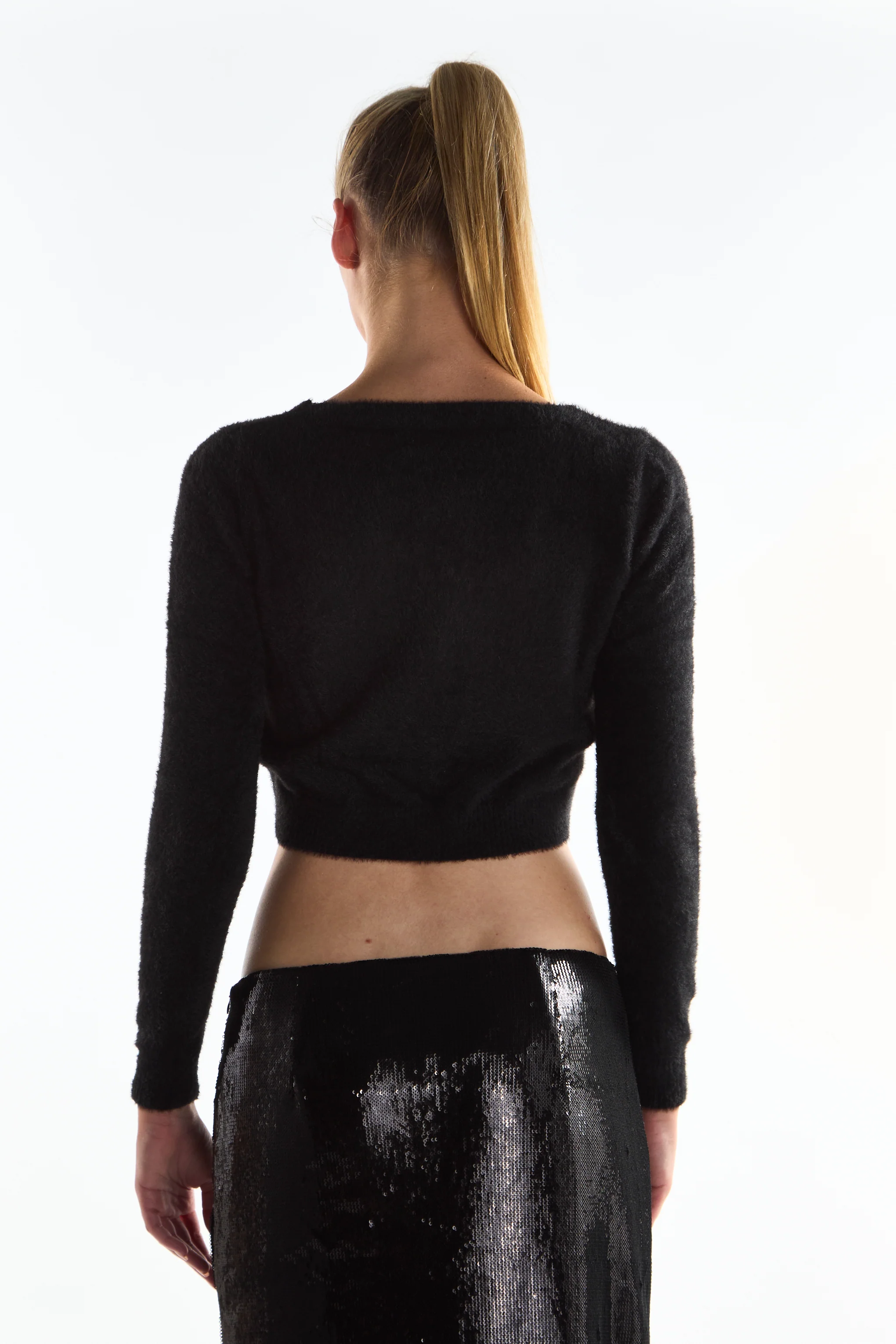 Black Classic Cropped Length-Cardigan - Image 4