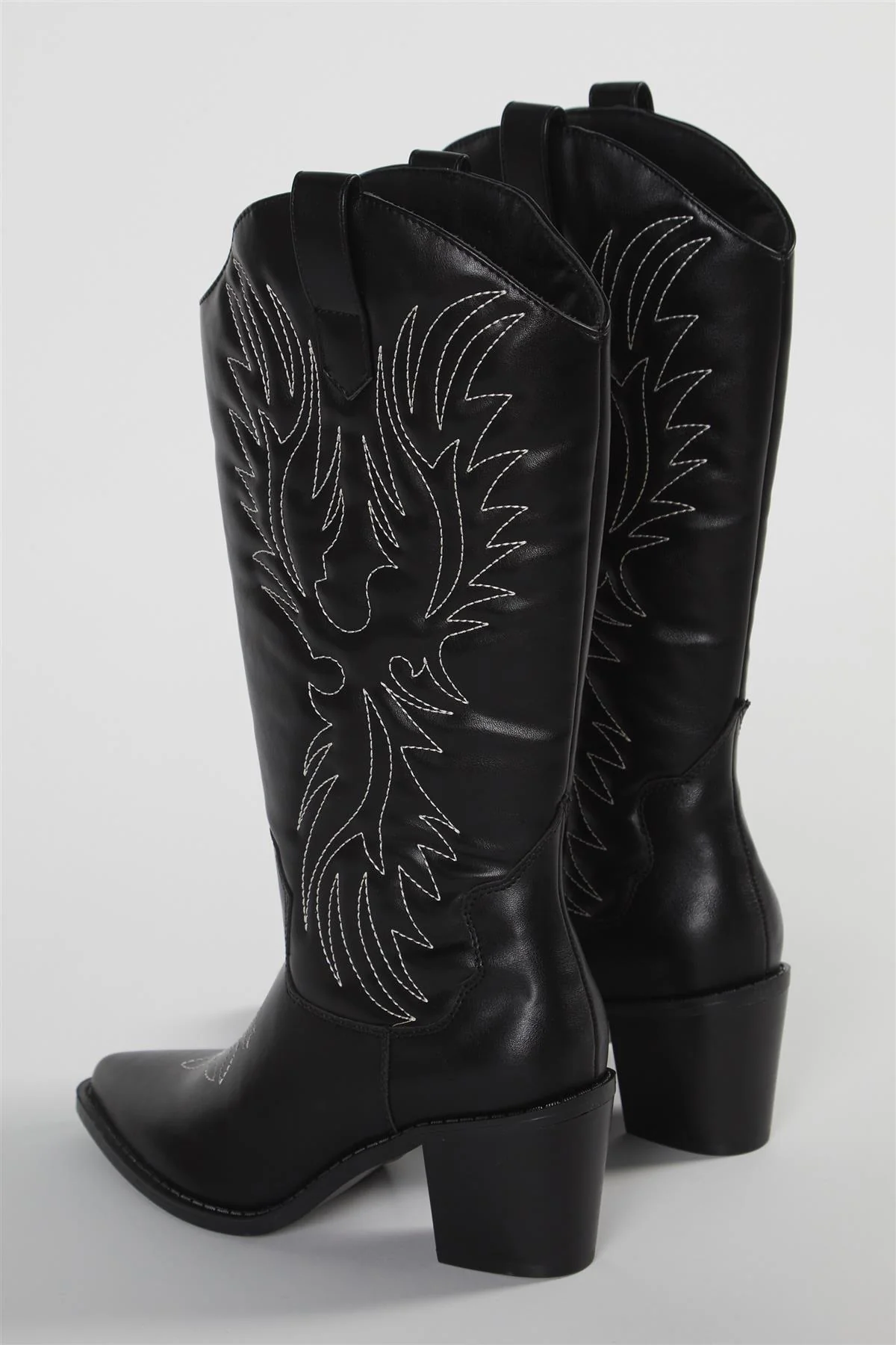 Black Stitched Calf Cowboy Boots - Image 3