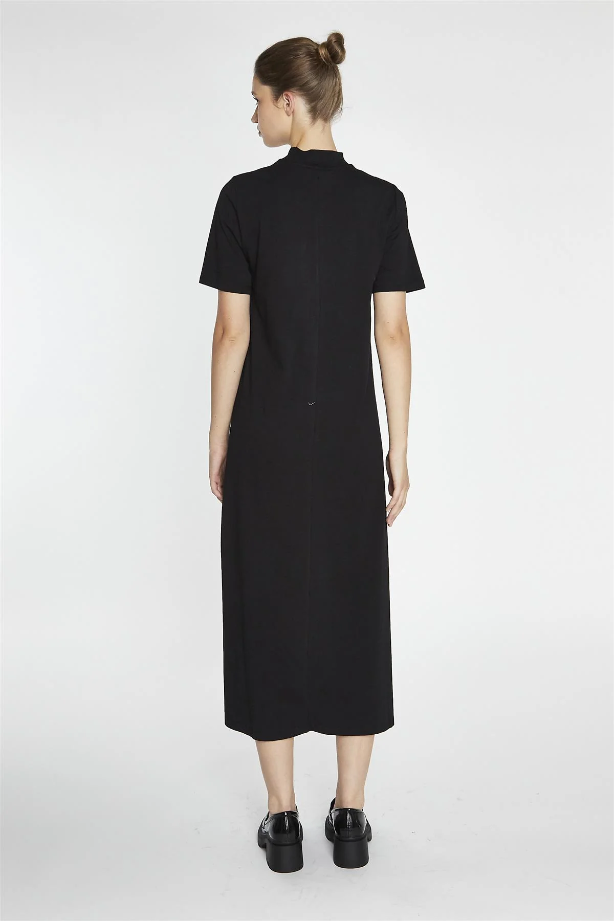Black High-Neck T-Shirt Midi-Dress - Image 2
