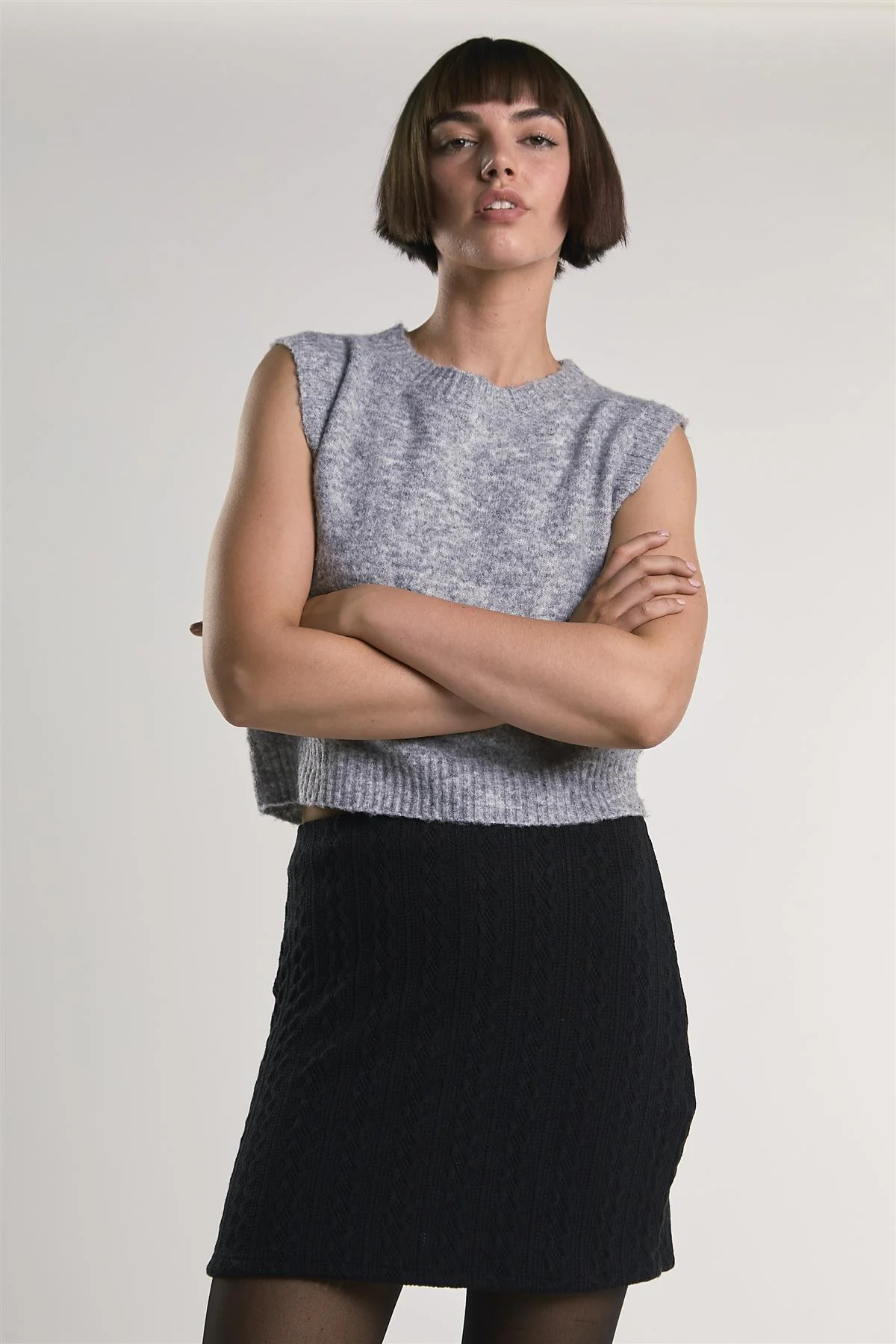 Black Knit Mini-Skirt - Image 3