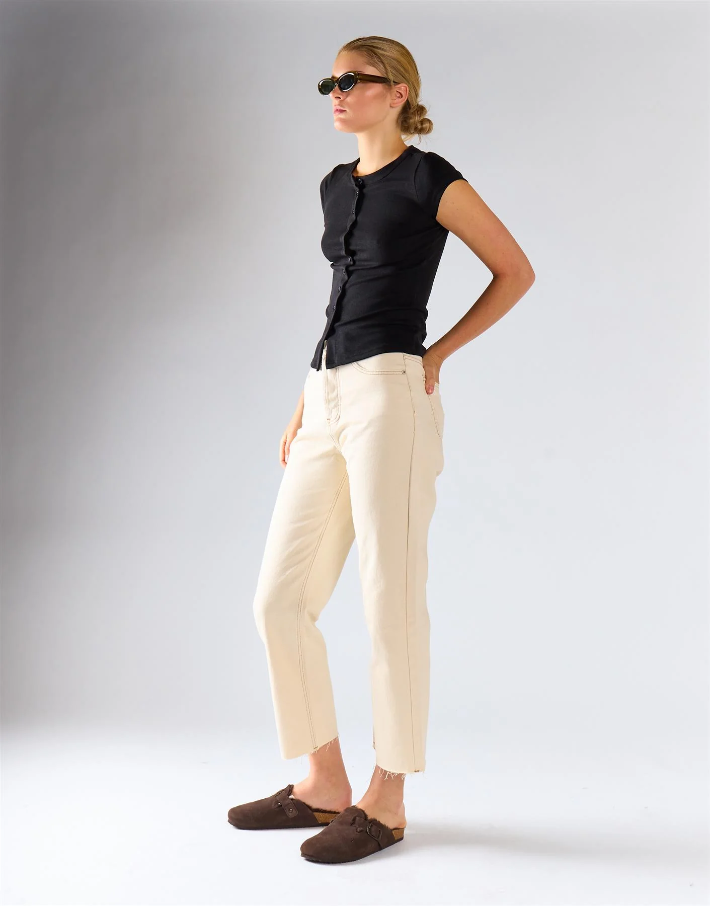 Black Knitted Button Front Top - Image 2
