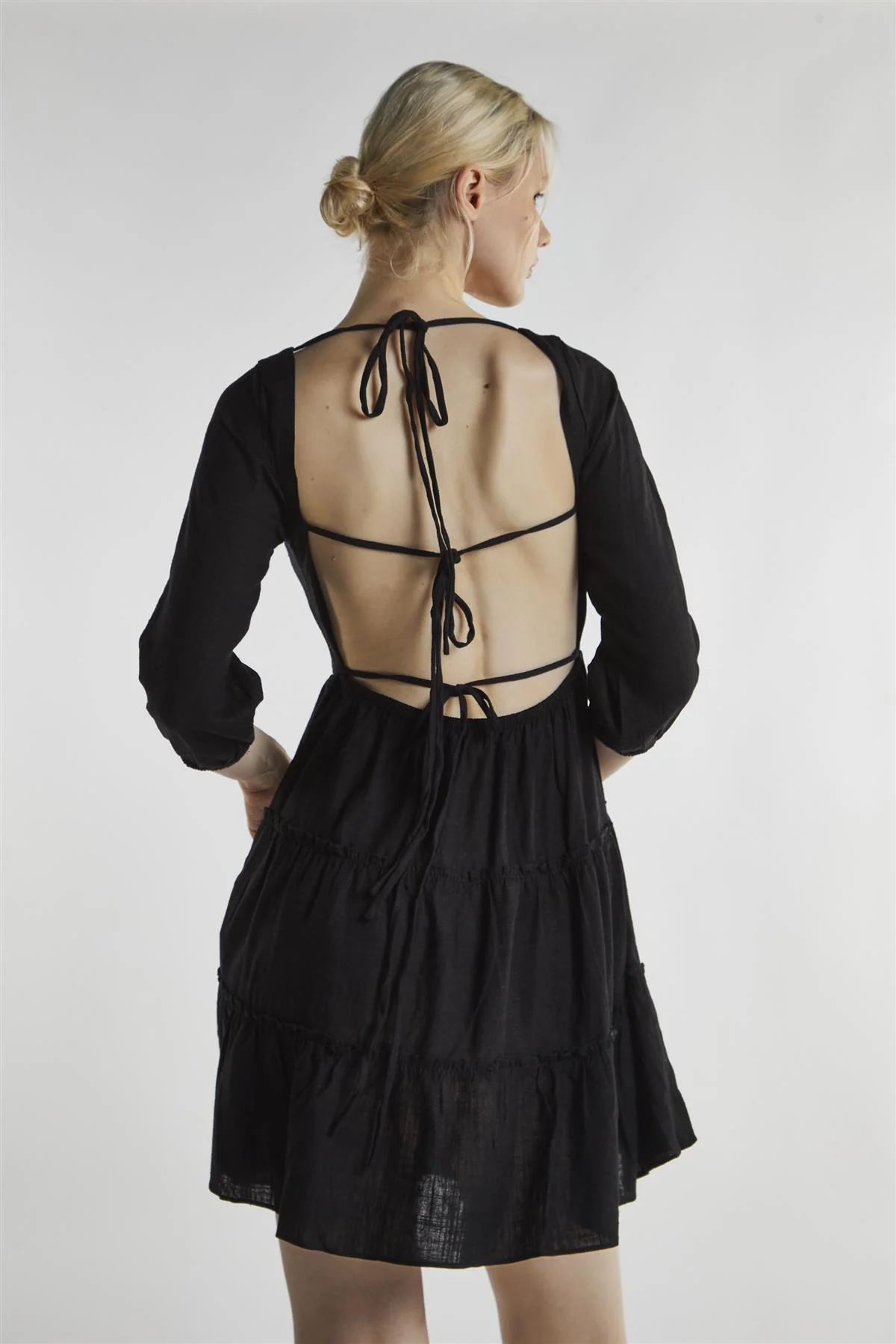 Black Square Neck Mini-Dress - Image 2