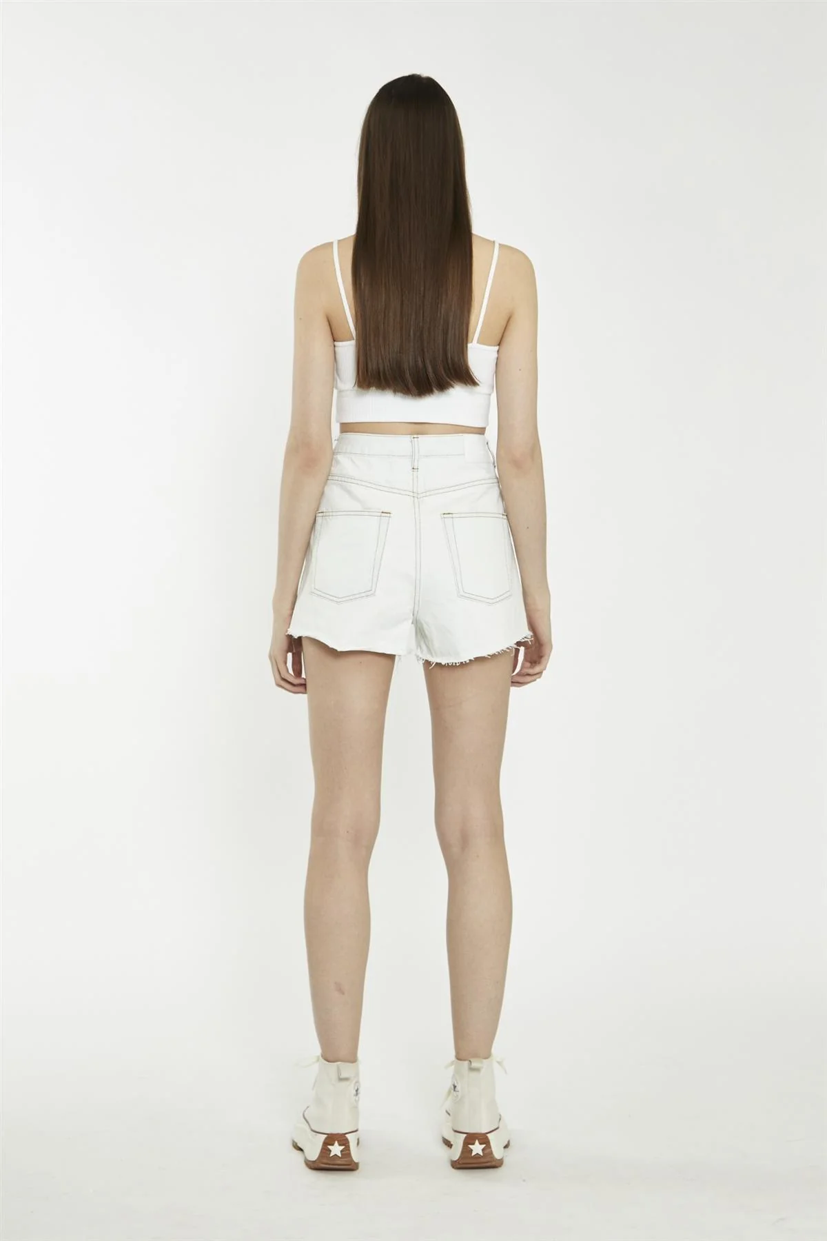 Bleach-Wash High-Waisted-Shorts - Image 2