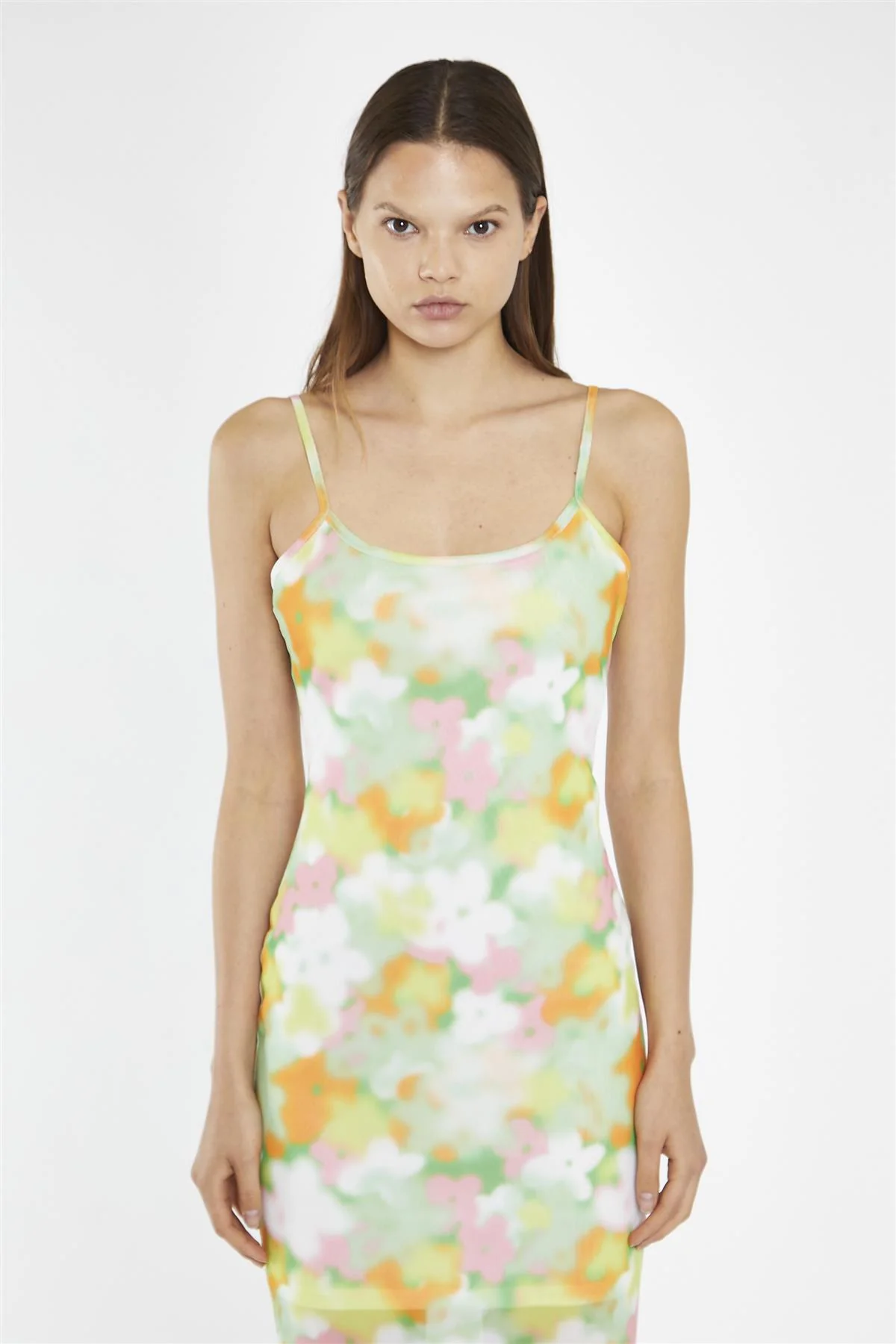 Blurred-Flower Mesh Bodycon Maxi-Dress - Image 3