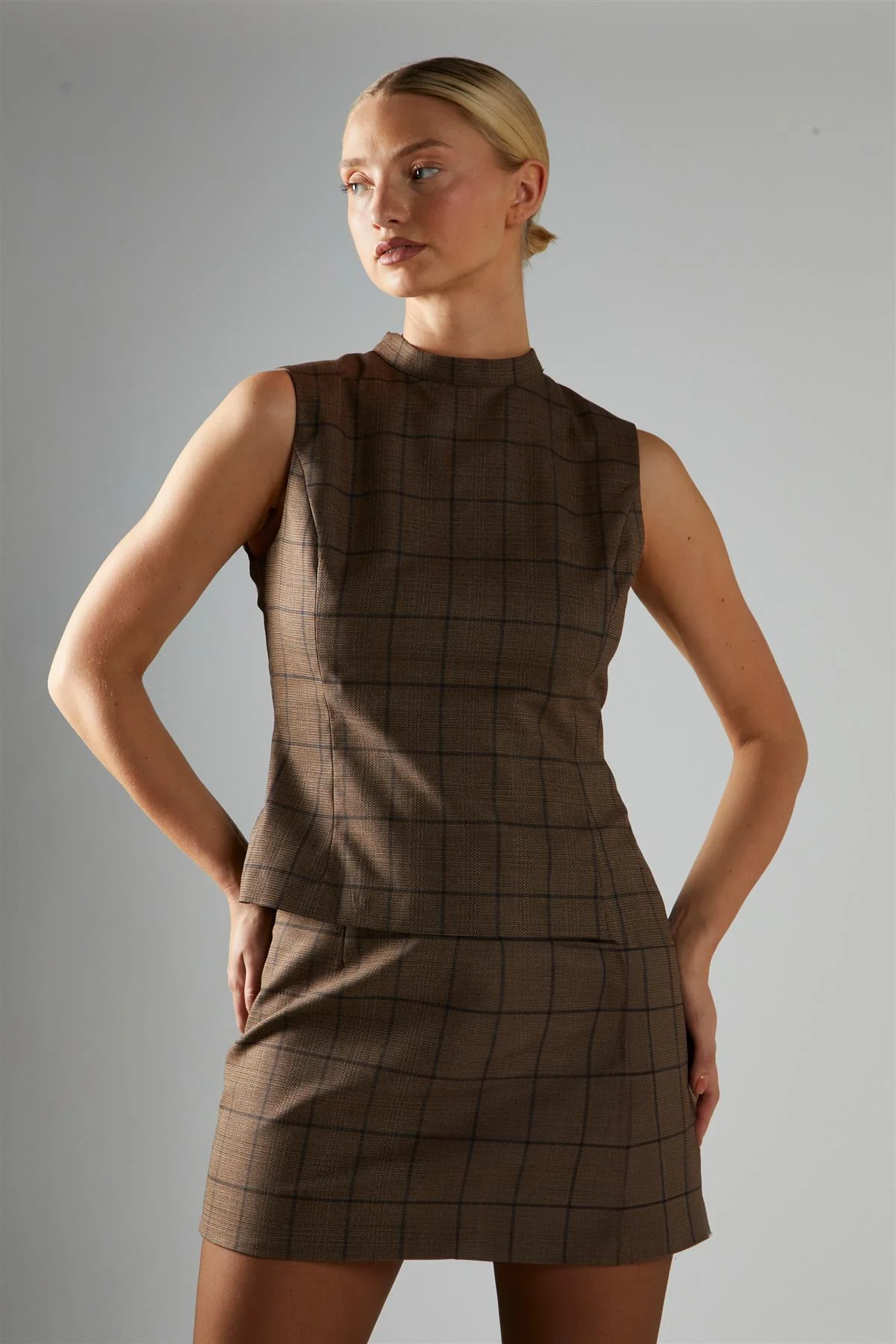 Brown-Check Bow-Back Top - Image 3