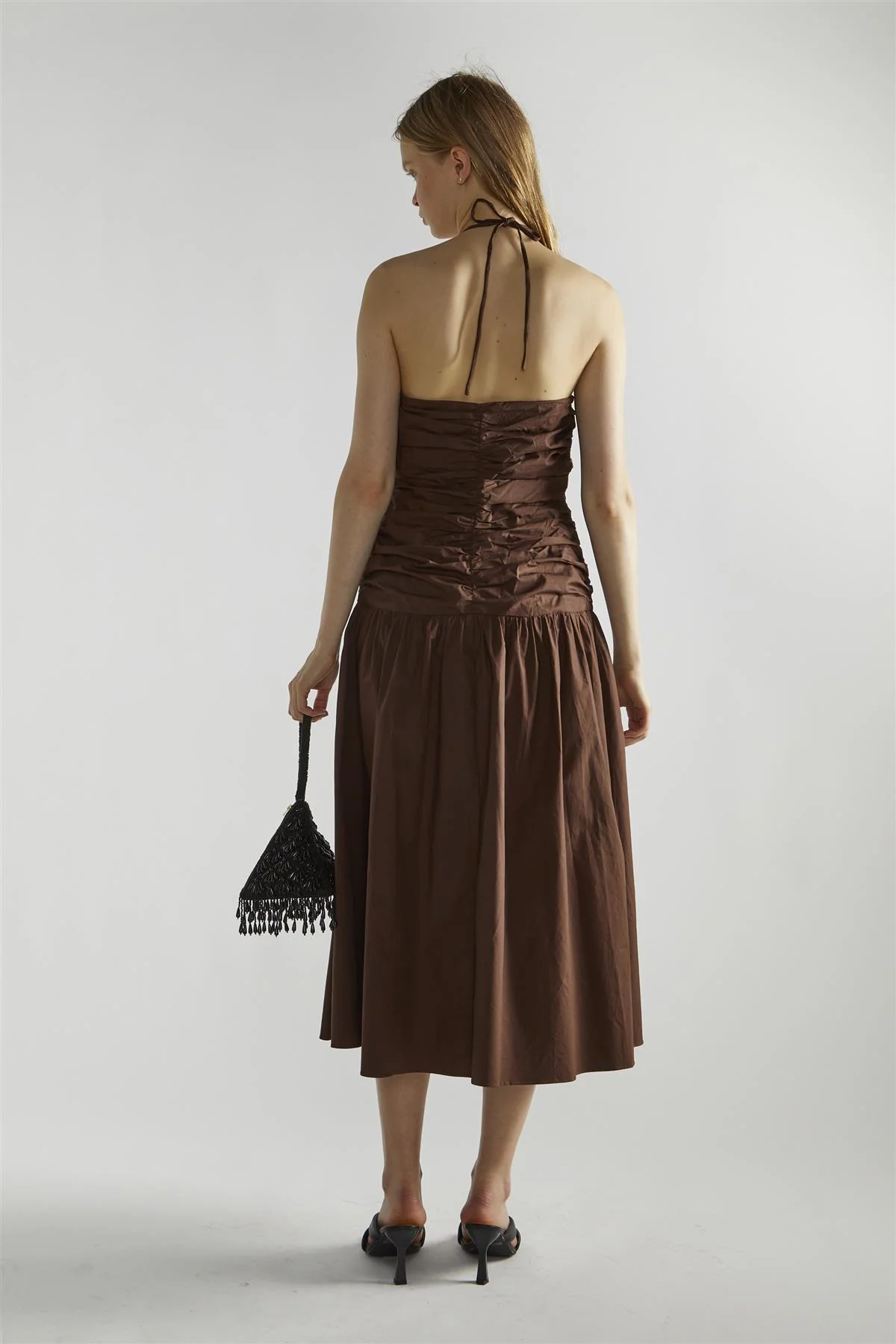 Brown Ruched Midaxi-Dress - Image 2