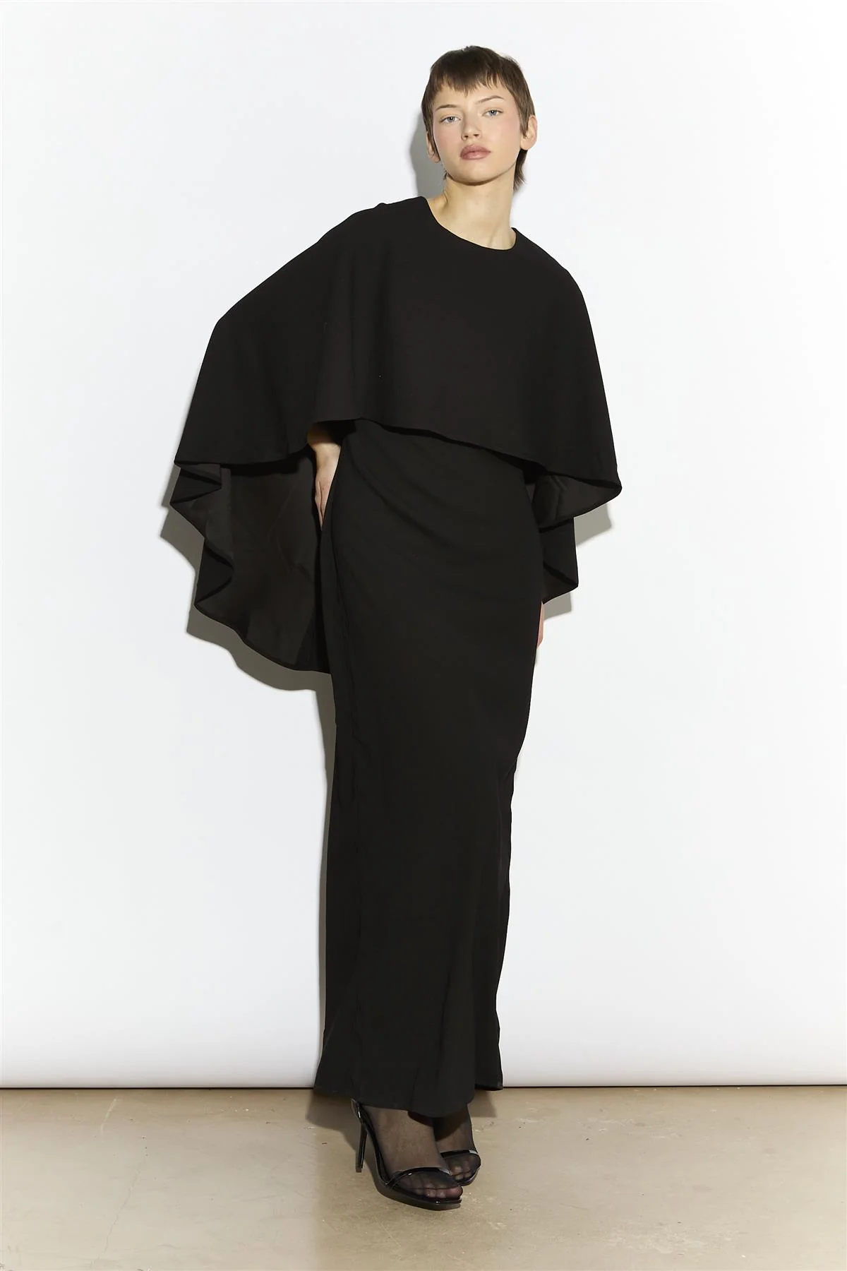 Cape Maxi Dress - Black - Image 5