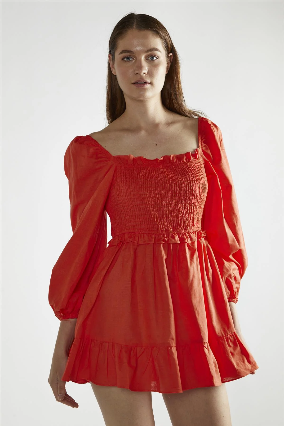 Coral Square-Neck Mini-Dress - Image 3