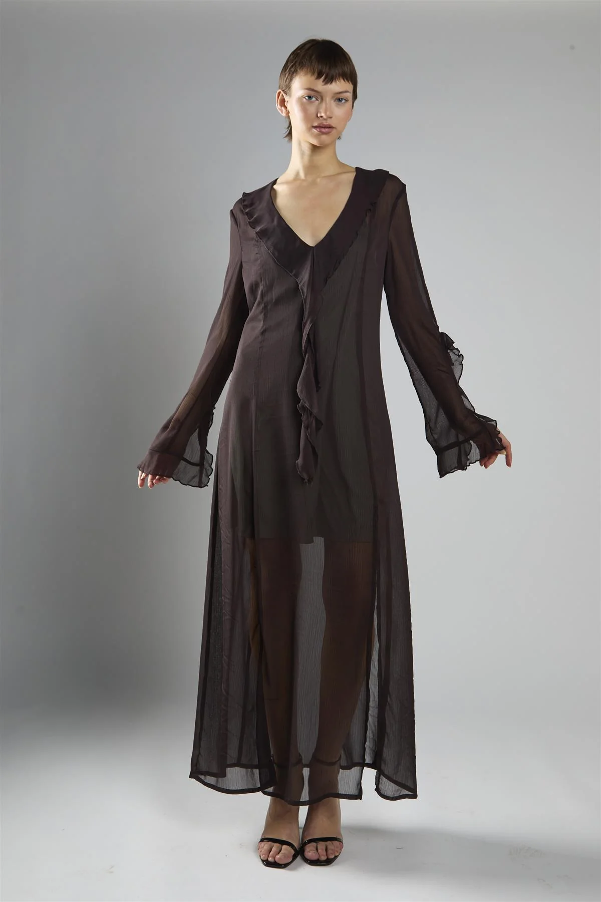 Deep Brown Shift Maxi Dress - Image 4