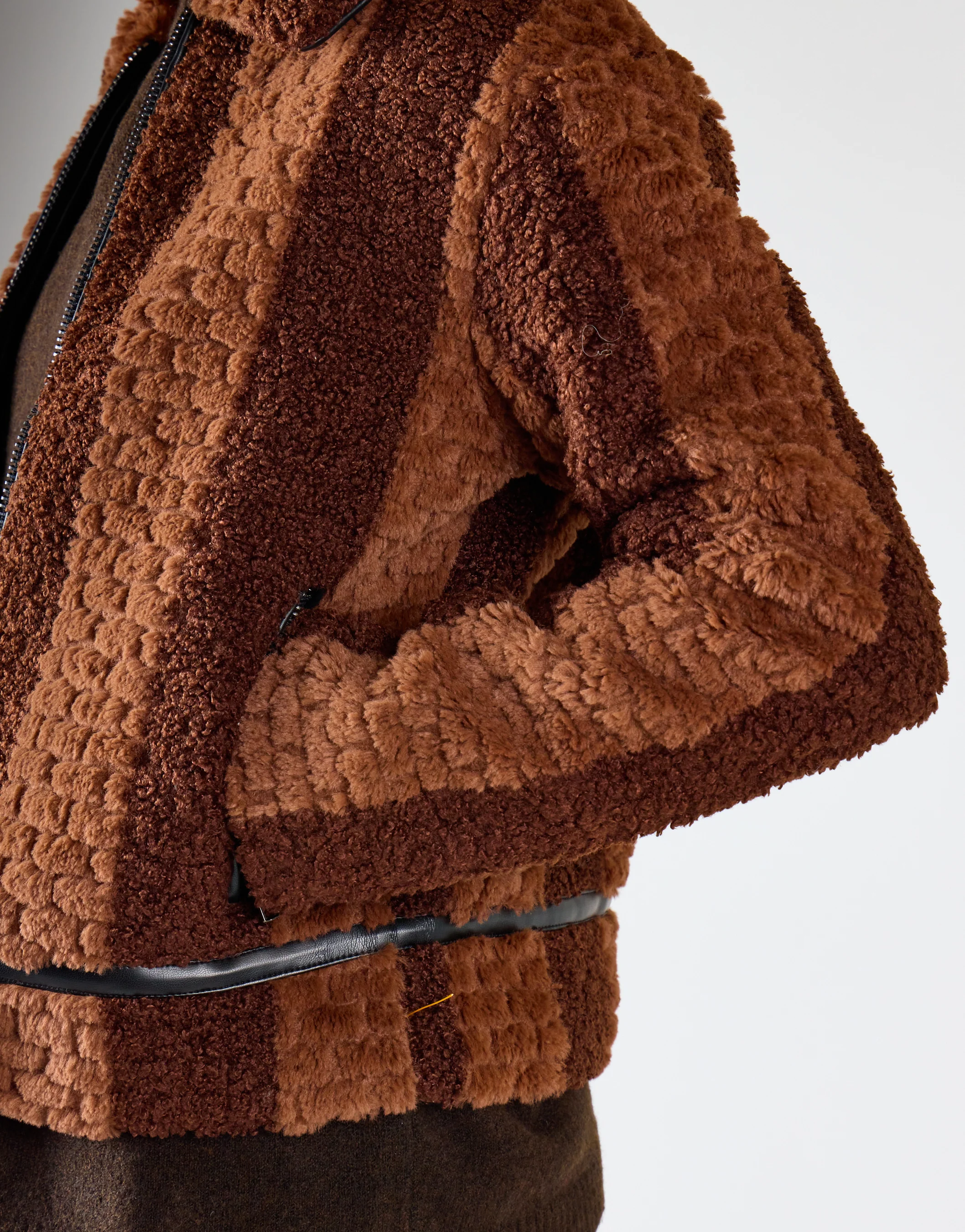 Full Sleeves Cardigan - Brown Stripe Fur - Image 5