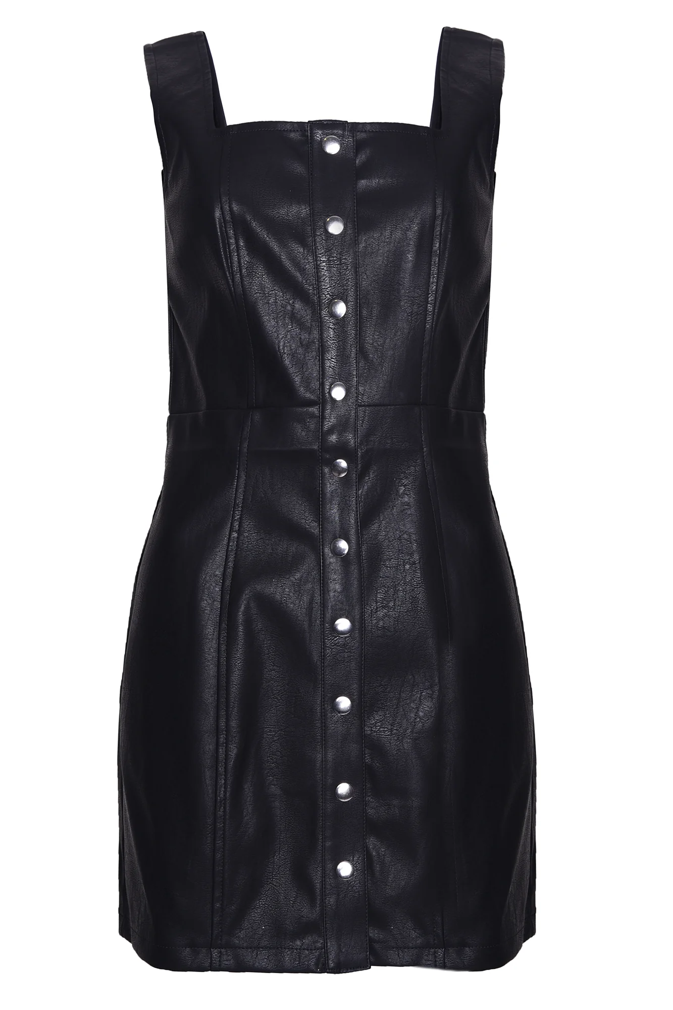 Glamorous Black PU Button Front Mini Dress