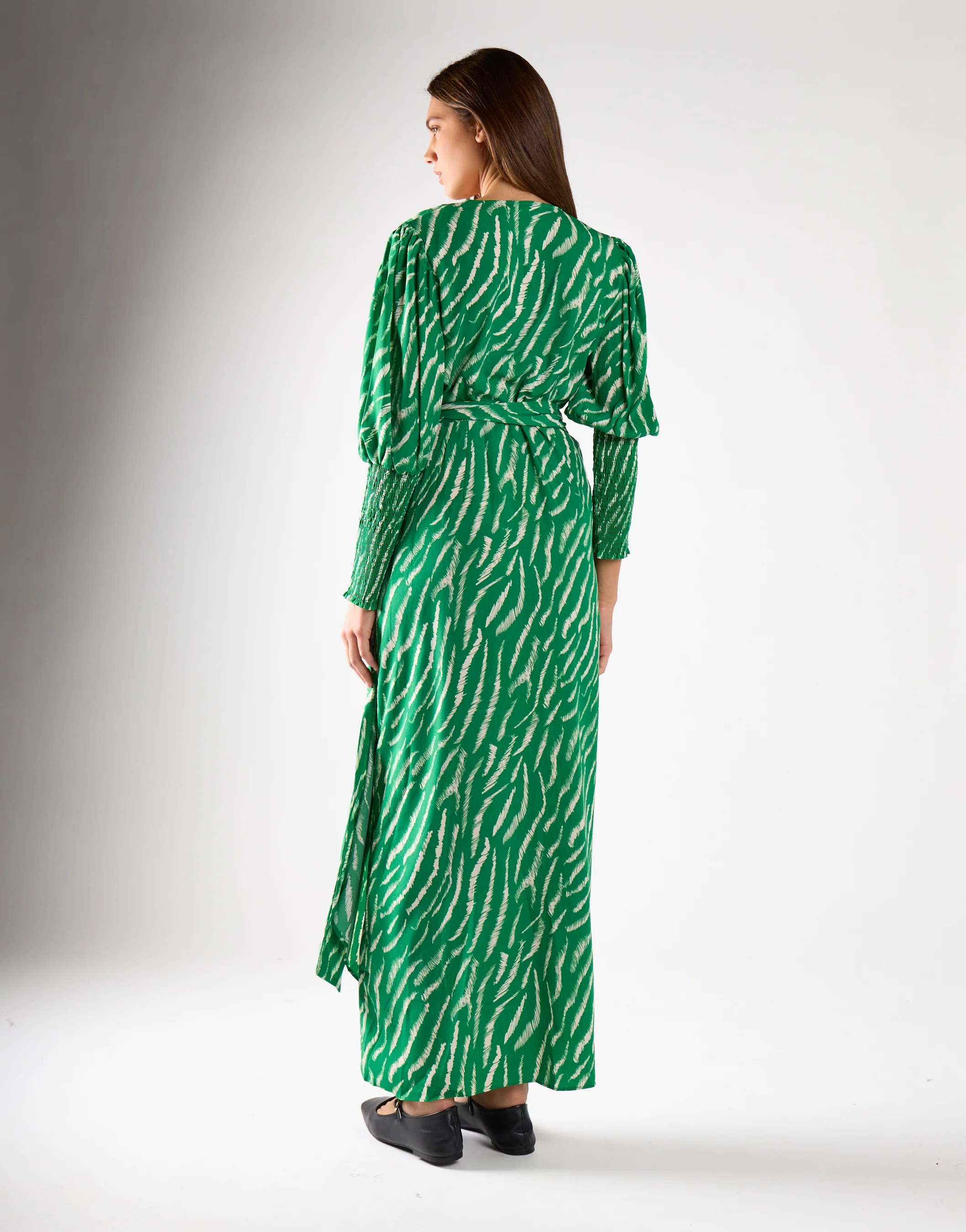 Green Sketchy-Animal Wrap Maxi Dress - Image 2