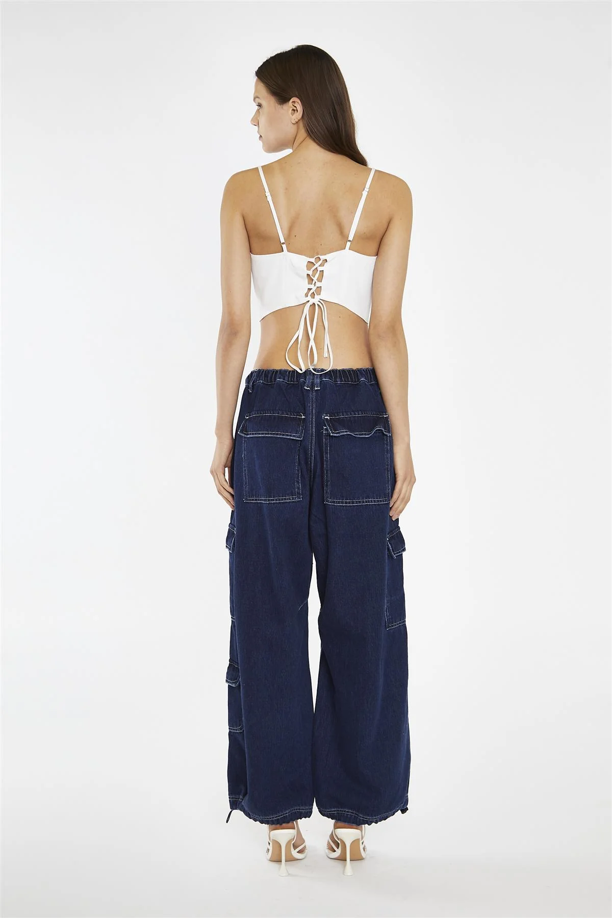 Indigo Stonewash Cargo Jeans - Image 5