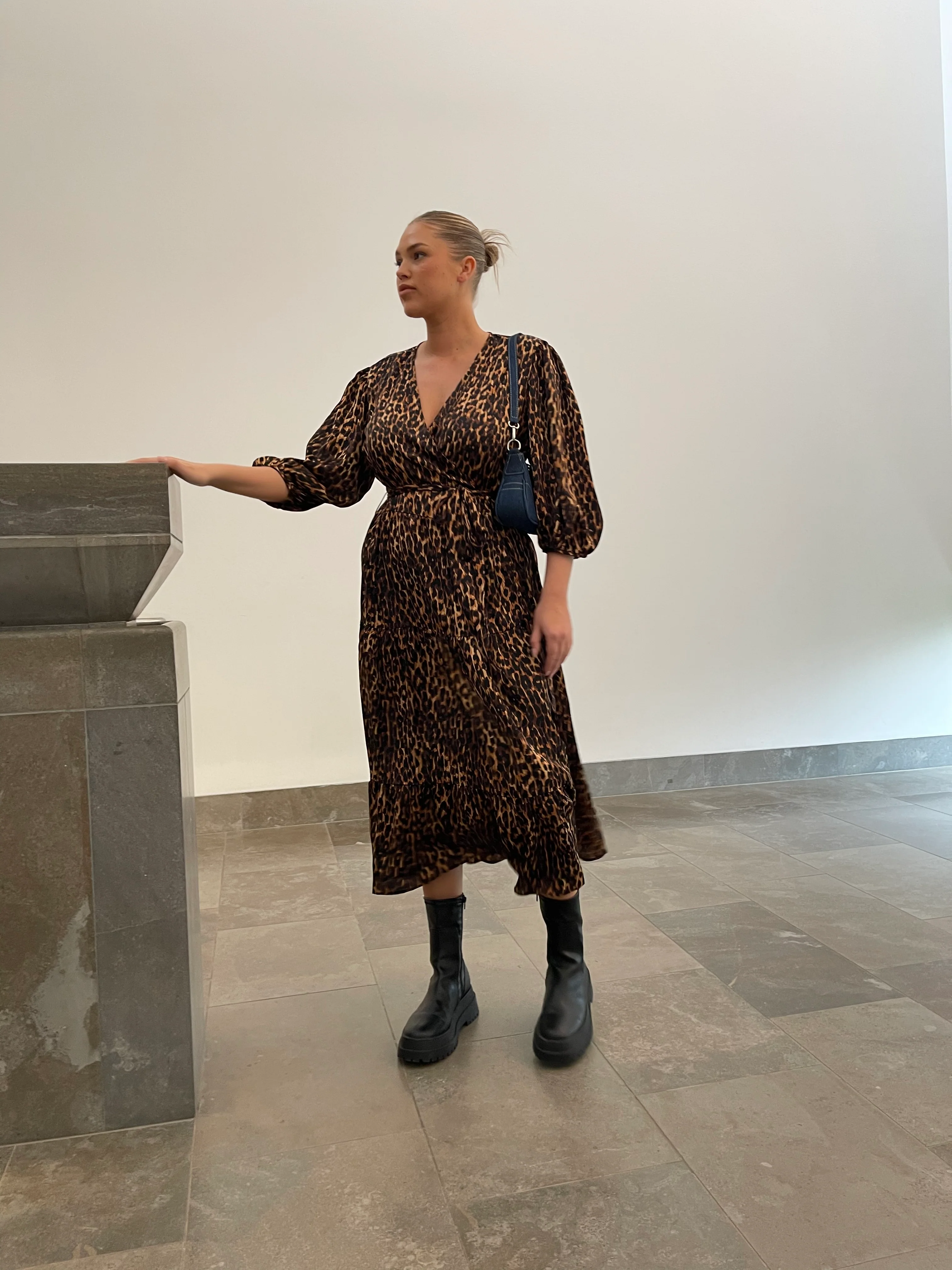 Brown Leopard Tiered Wrap Midaxi-Dress - Image 2