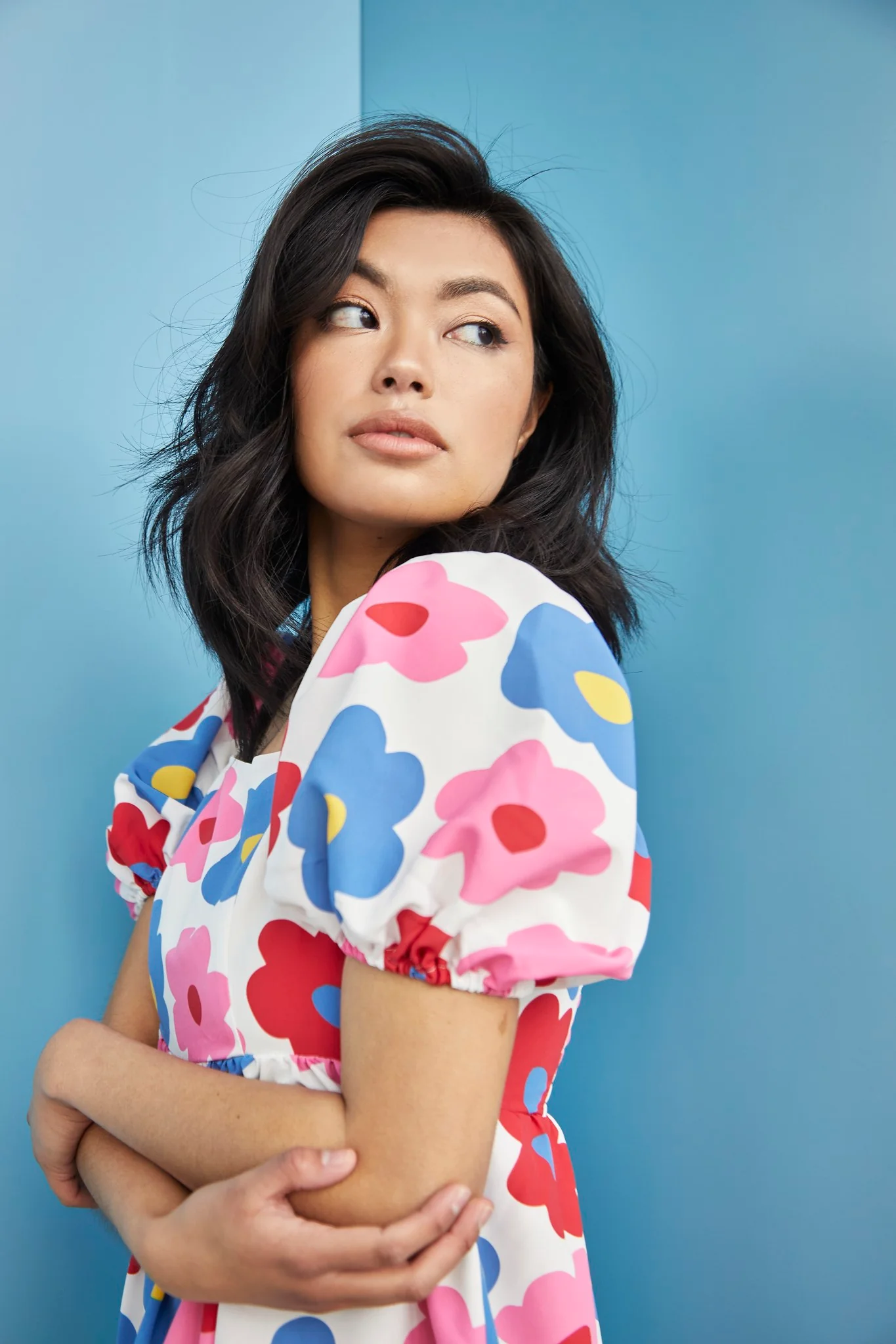Glamorous Care Bright Large Floral Puff Shoulder Mini Dress - Image 3