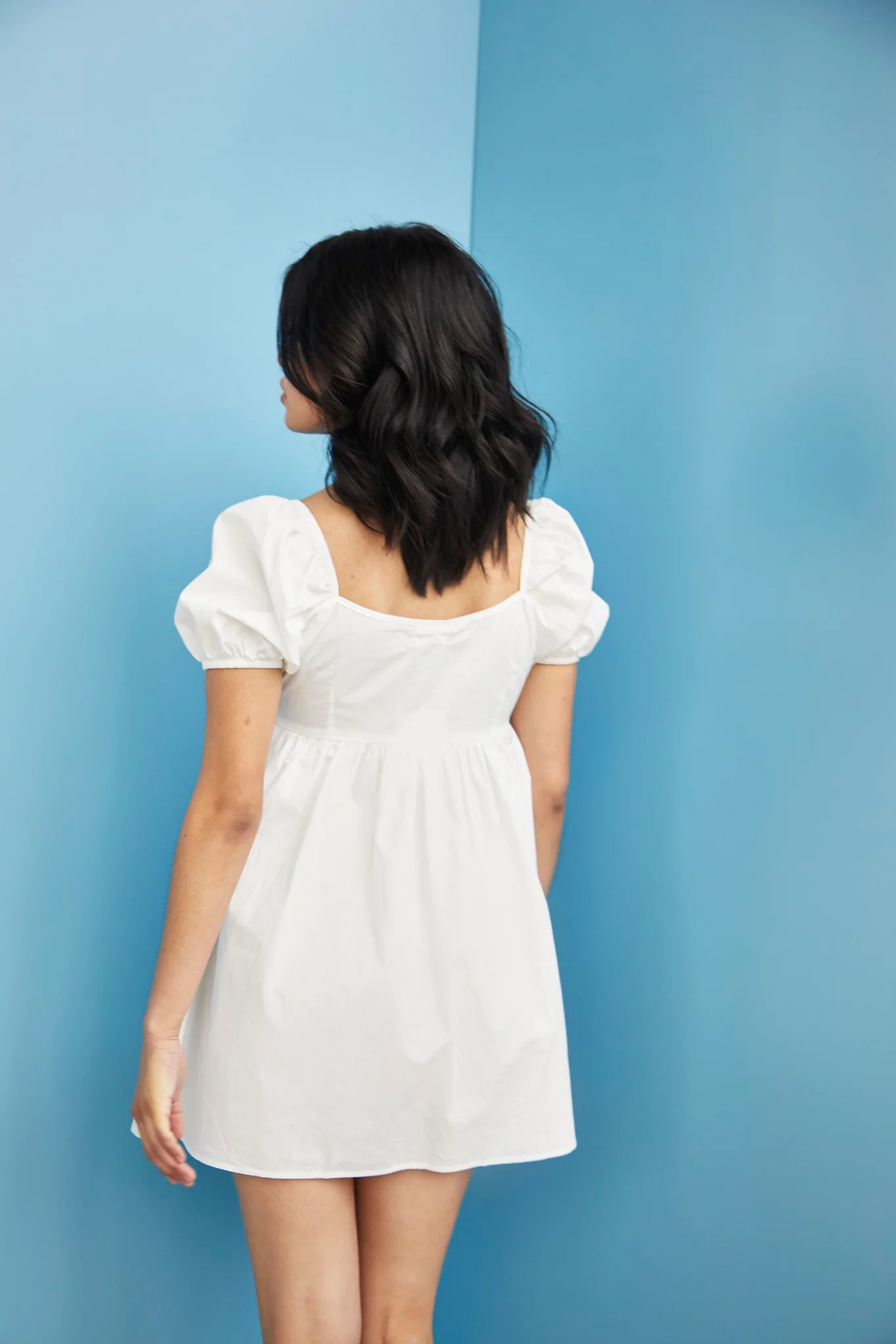 Glamorous Care White Puff Shoulder Shift Mini Dress - Image 2
