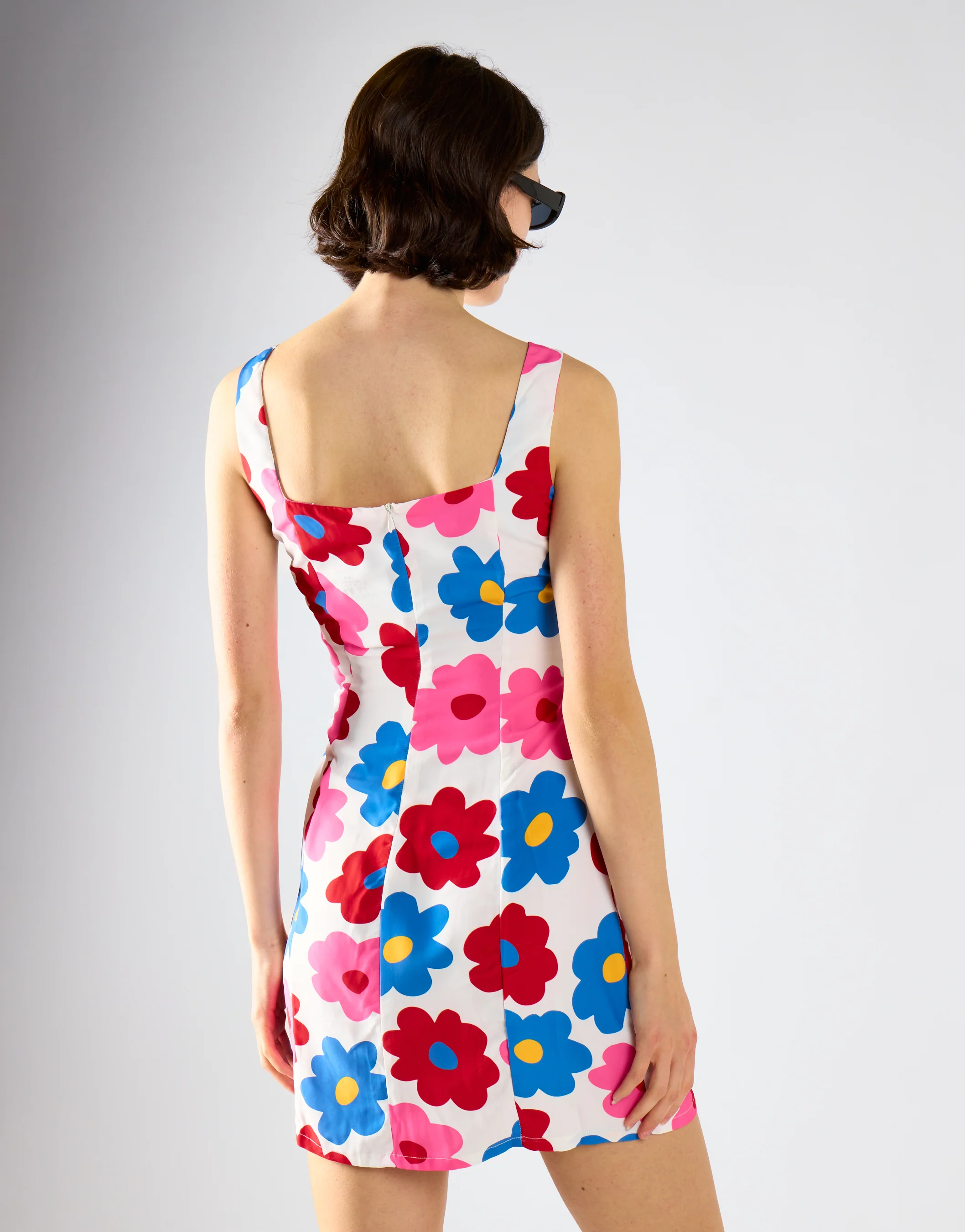 Glamorous Care Bright Large Floral Square Neck Mini Dress - Image 2