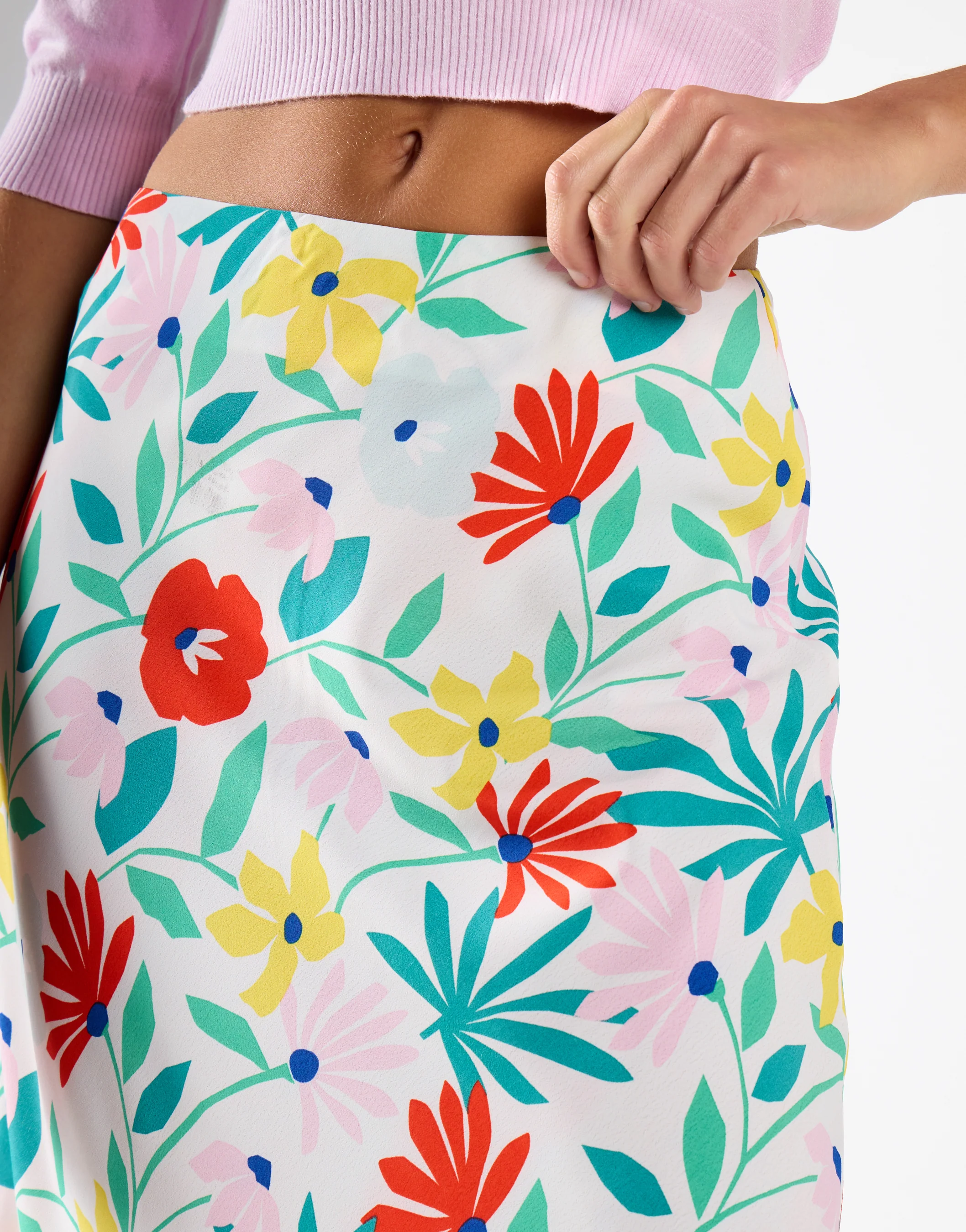 Bright Multi Flower Bias-Cut Maxi Skirt - Image 4