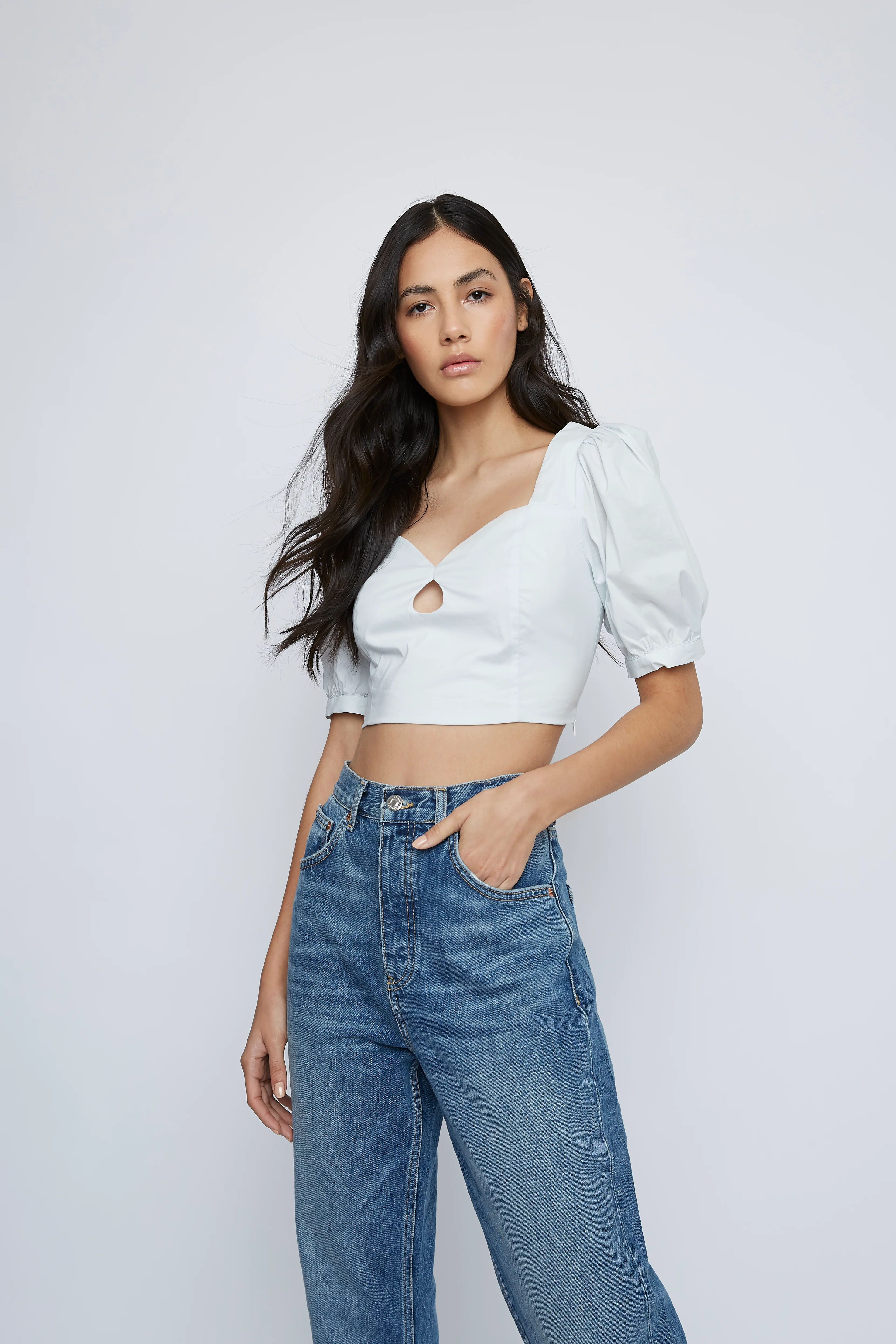Pale Blue Key-Hole Crop-Top - Image 3