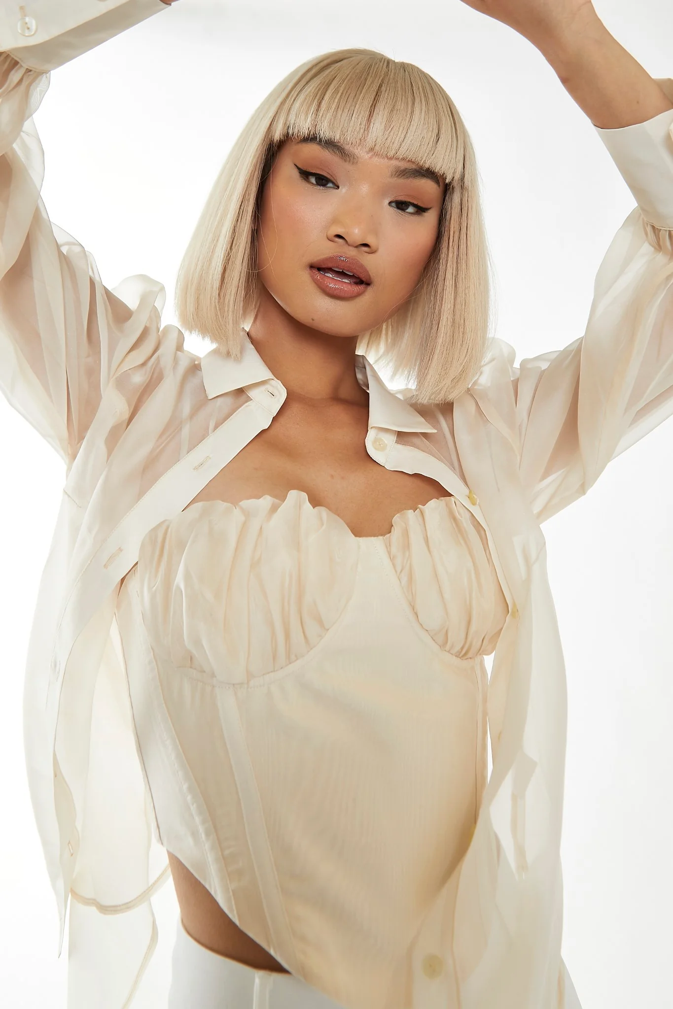 Nude Organza Oversized Shirt - Image 3