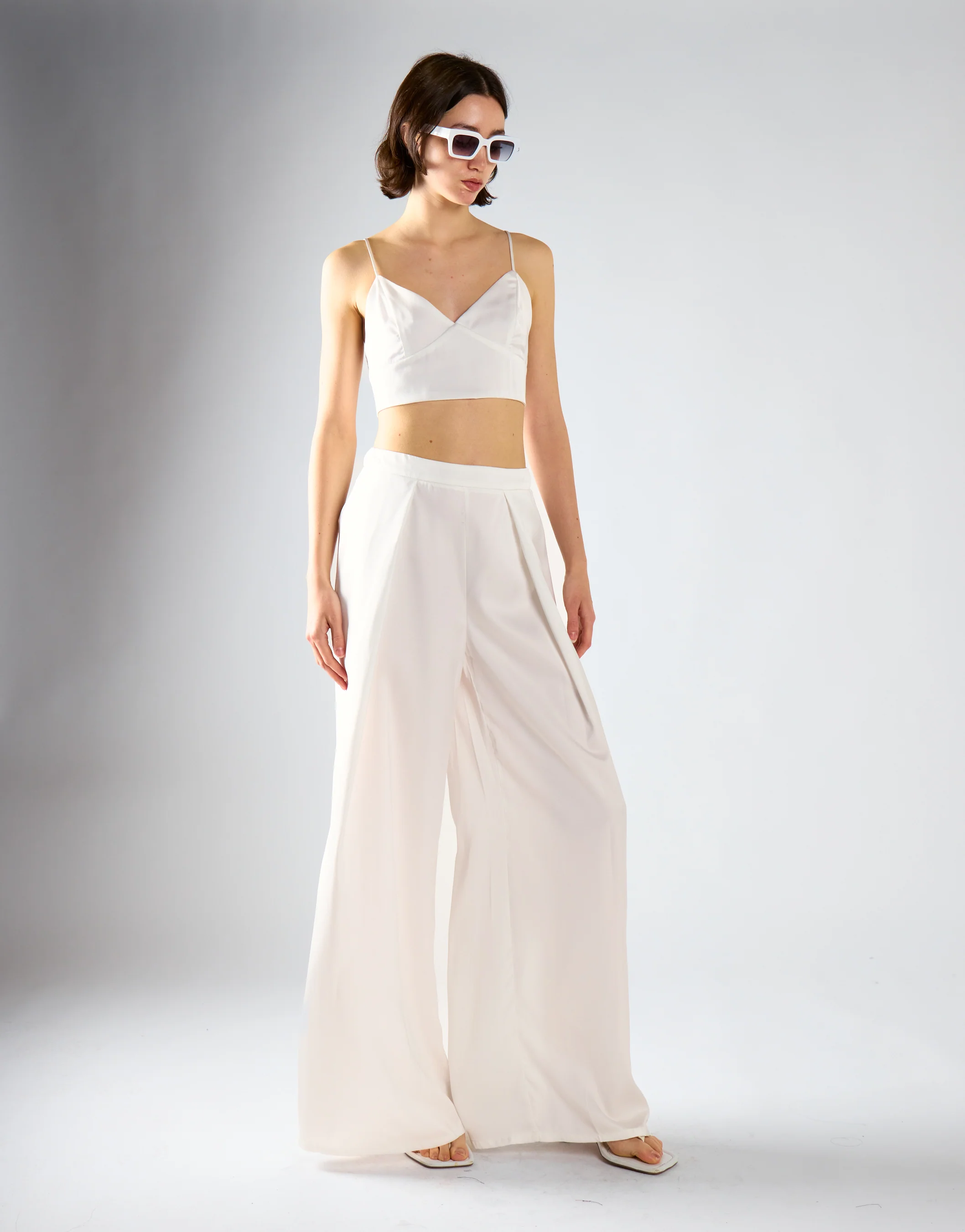 Glamorous Studio White Satin Seamed Bralette