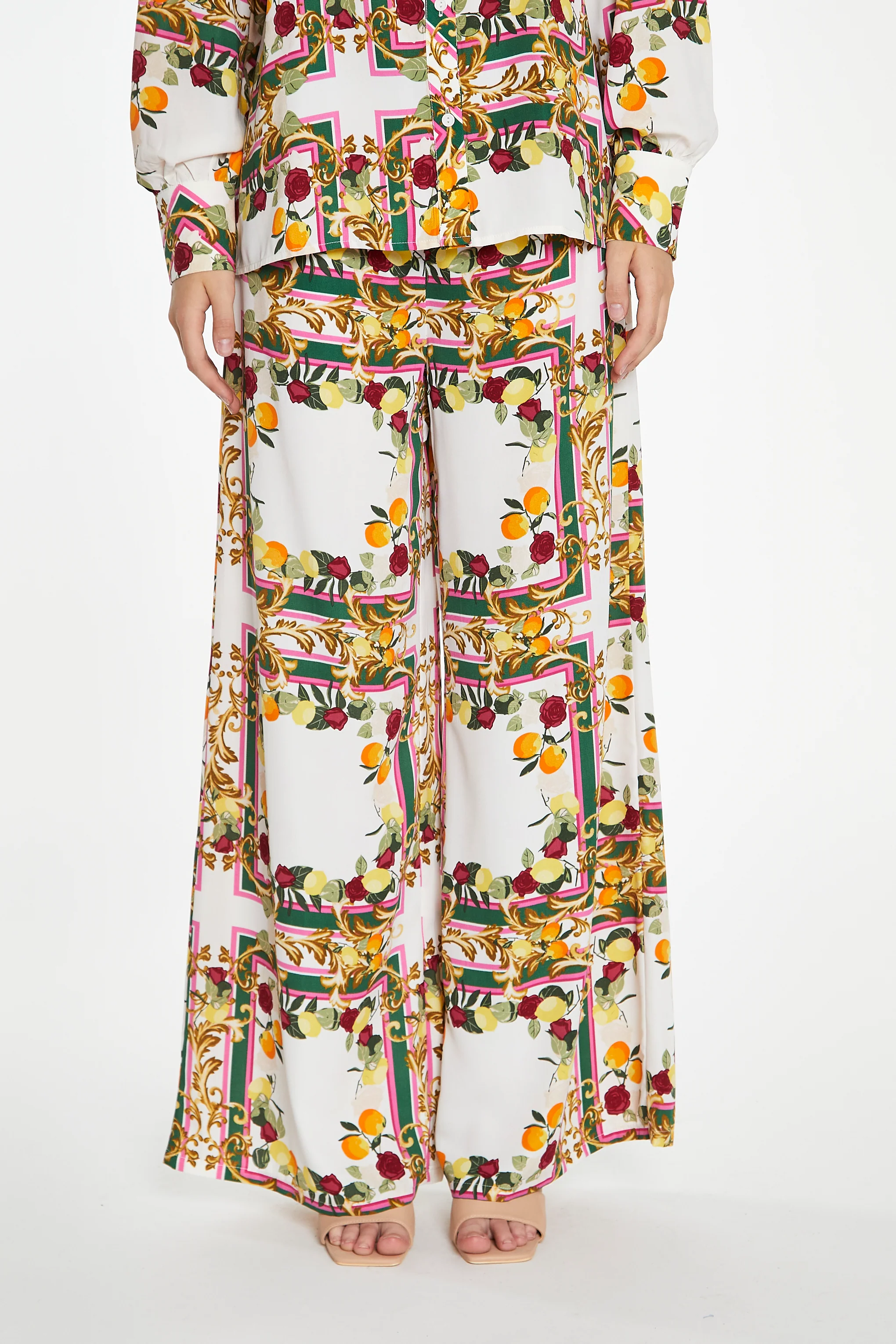 Citrus Scarf Print Wide Leg Trousers - Image 4