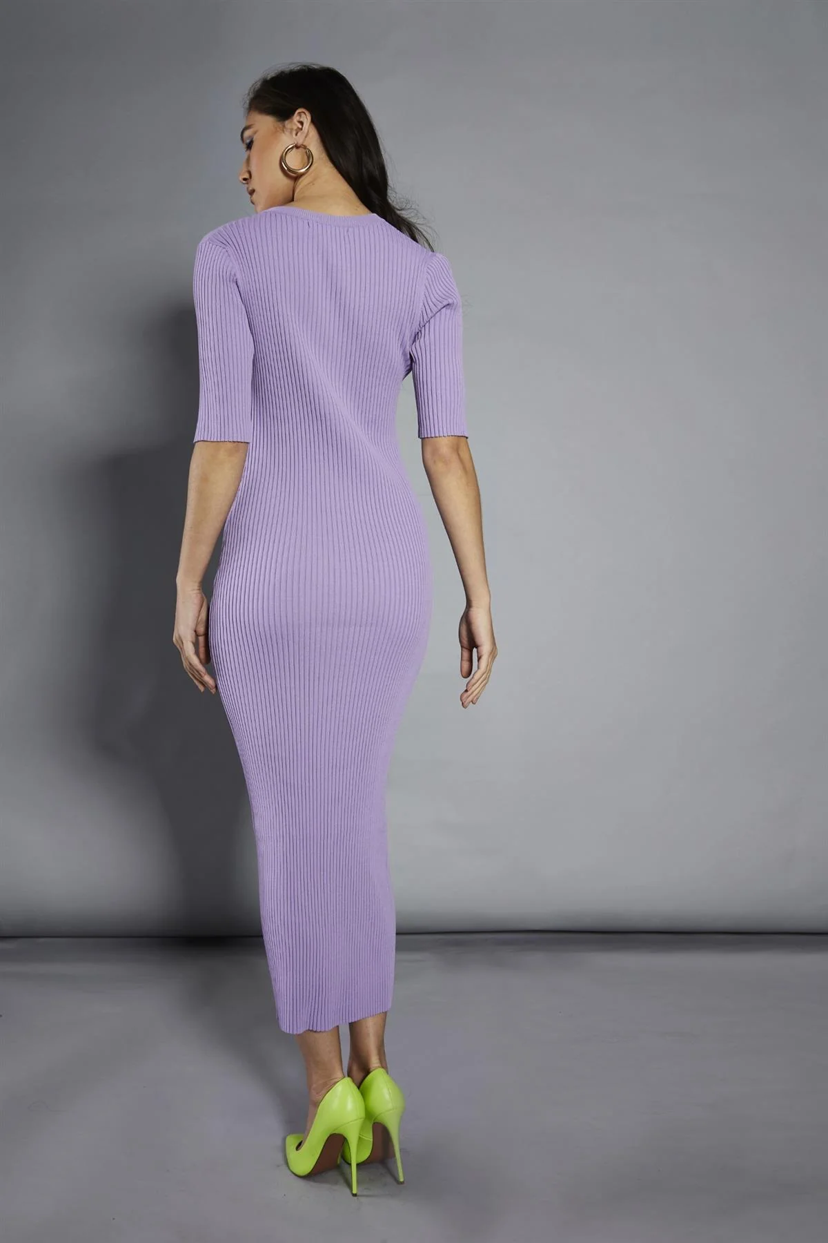 Lavender Rib-Knit Maxi-Dress - Image 2