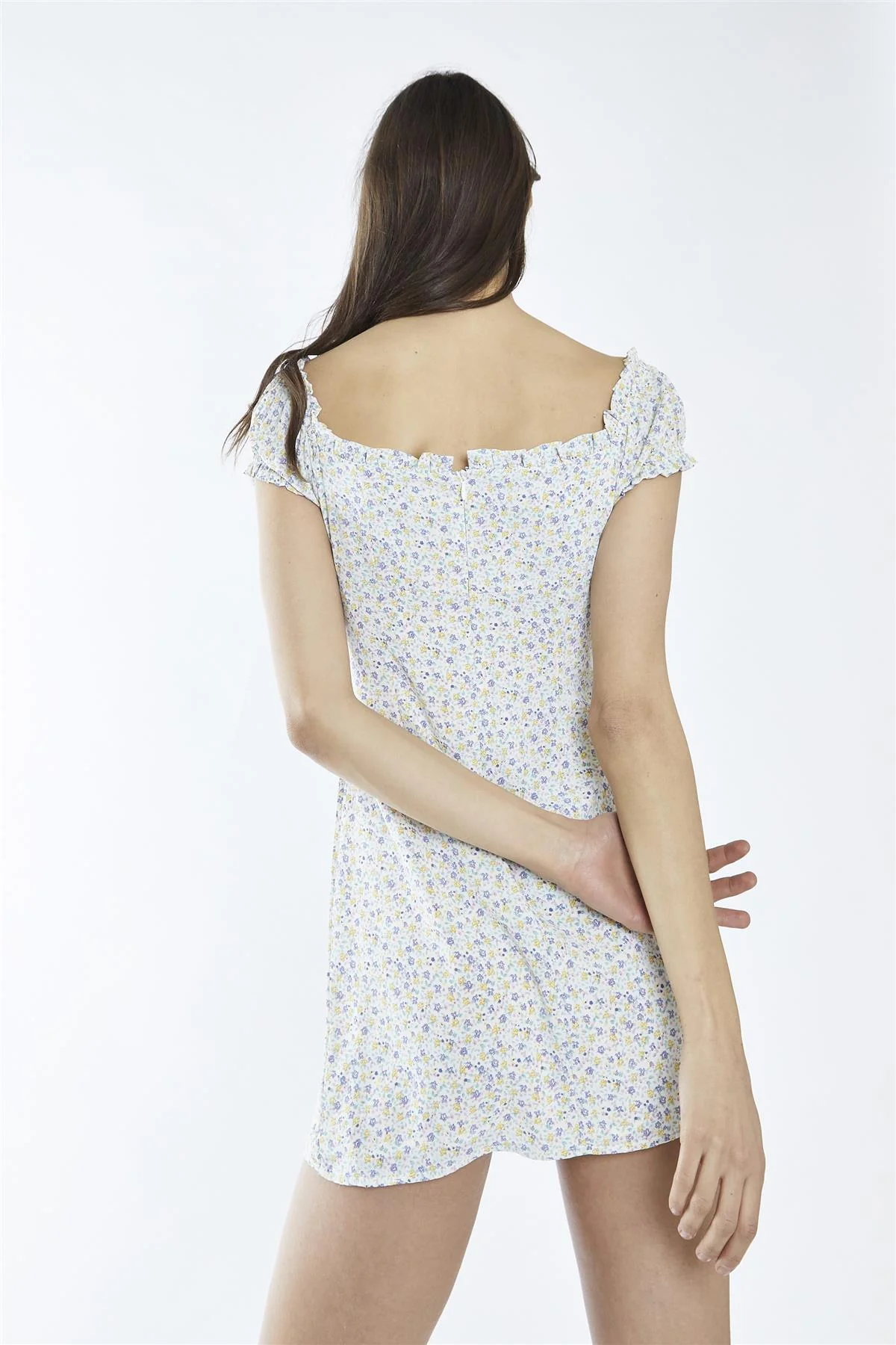 Lilac-Multi-Ditsy Front Tie Mini-Dress - Image 2