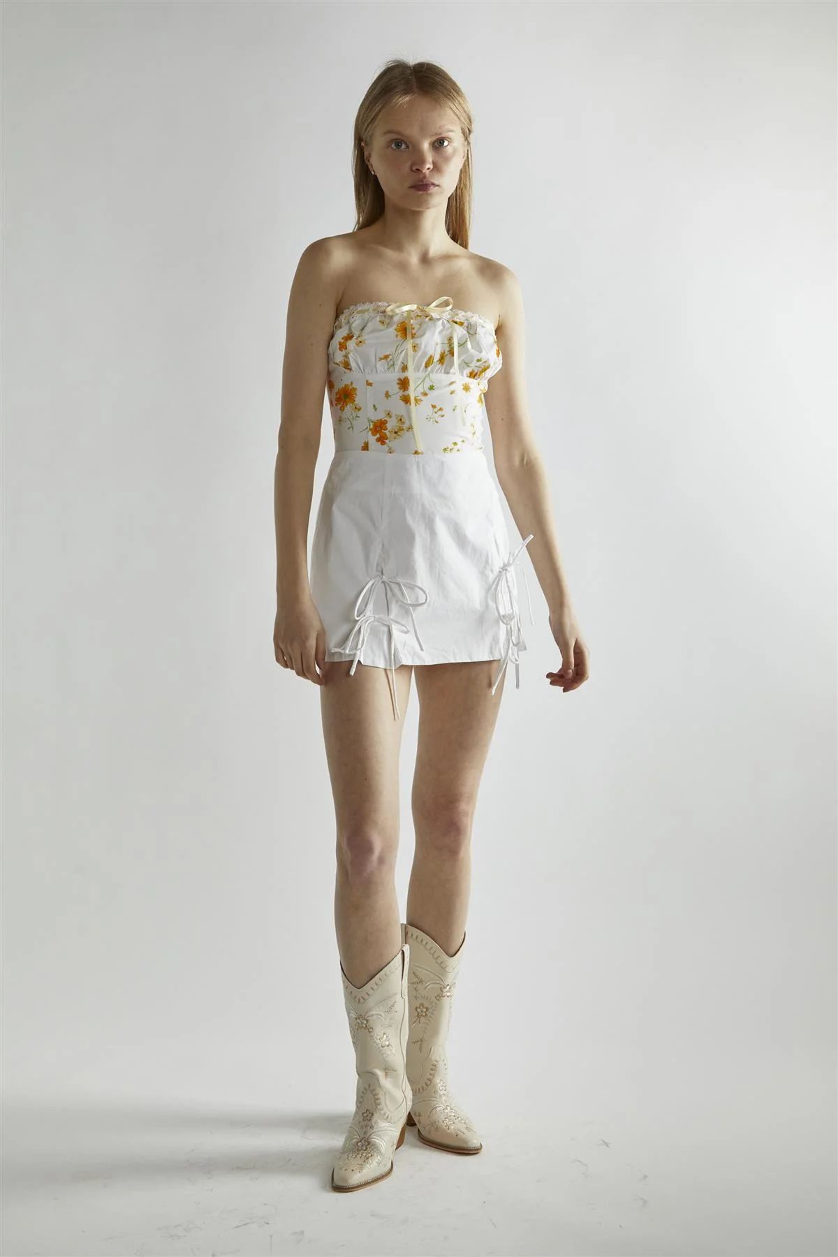 Marigold Floral Corselette Crop-Top
