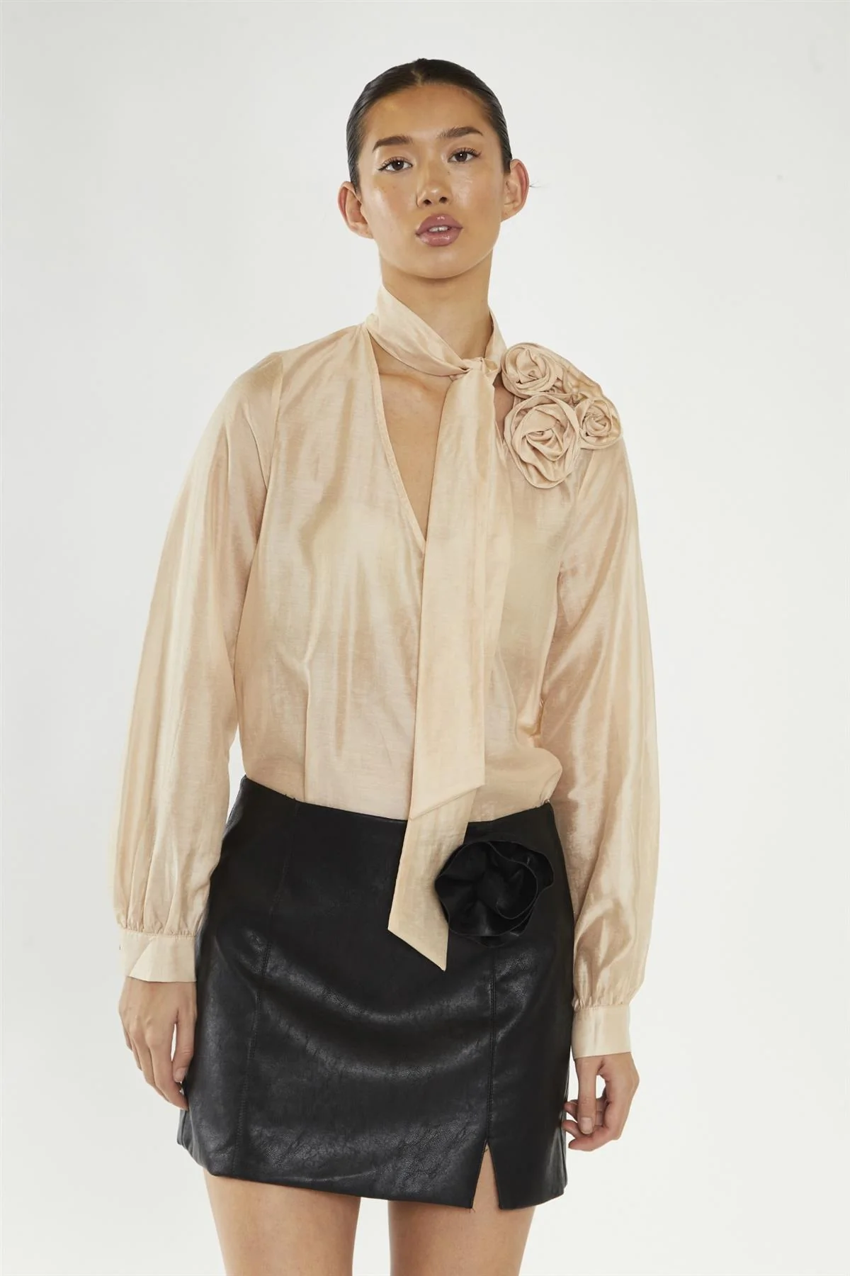 Nude-Organza Corsage Blouse - Image 3
