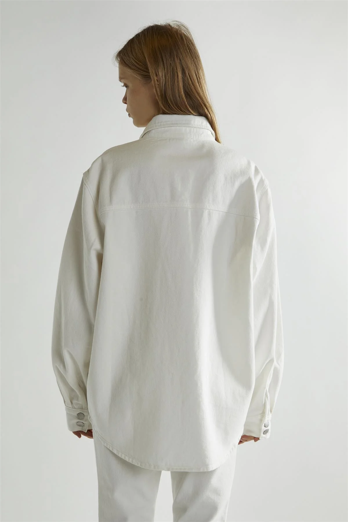 Off White Button Up Denim Shirt - Image 2