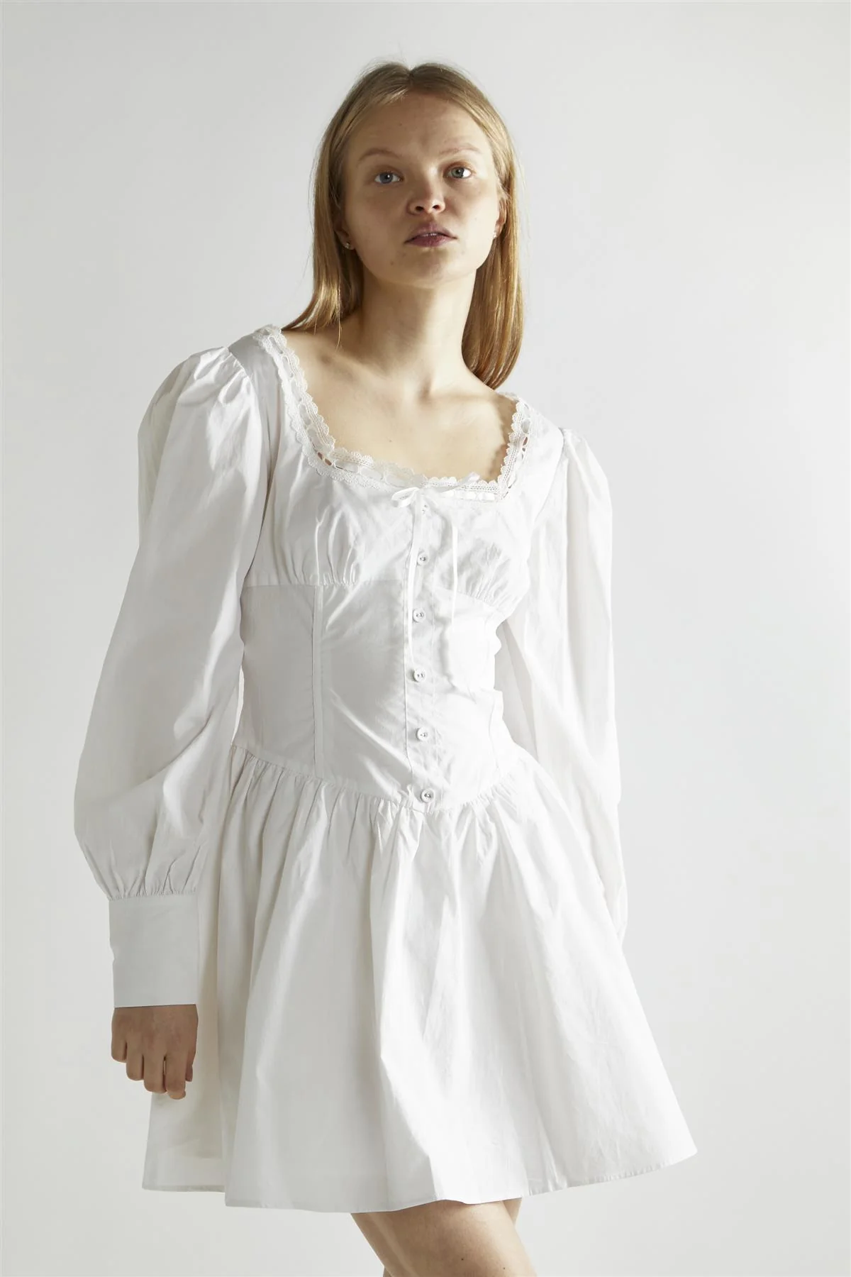 Off White Skater Mini-Dress - Image 3