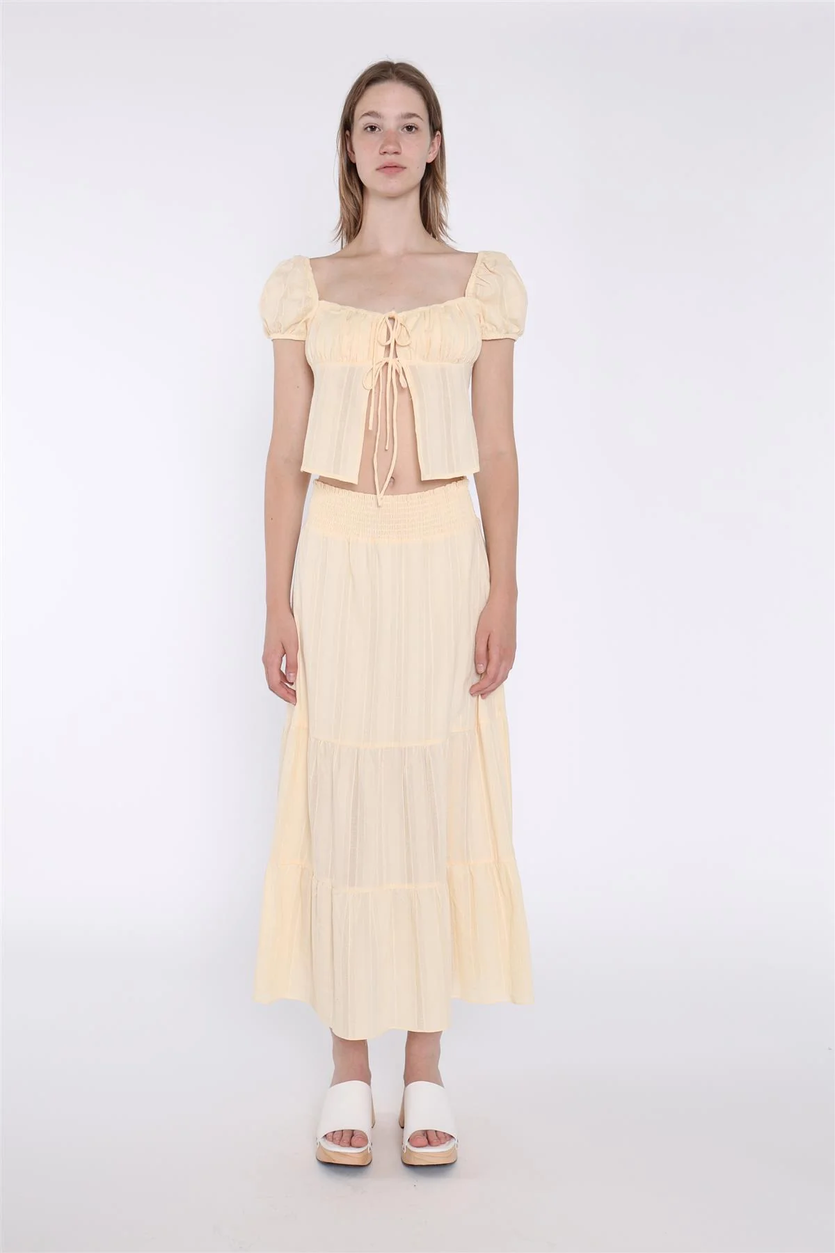 Pale-Lemon Tiered Maxi-Skirt - Image 3