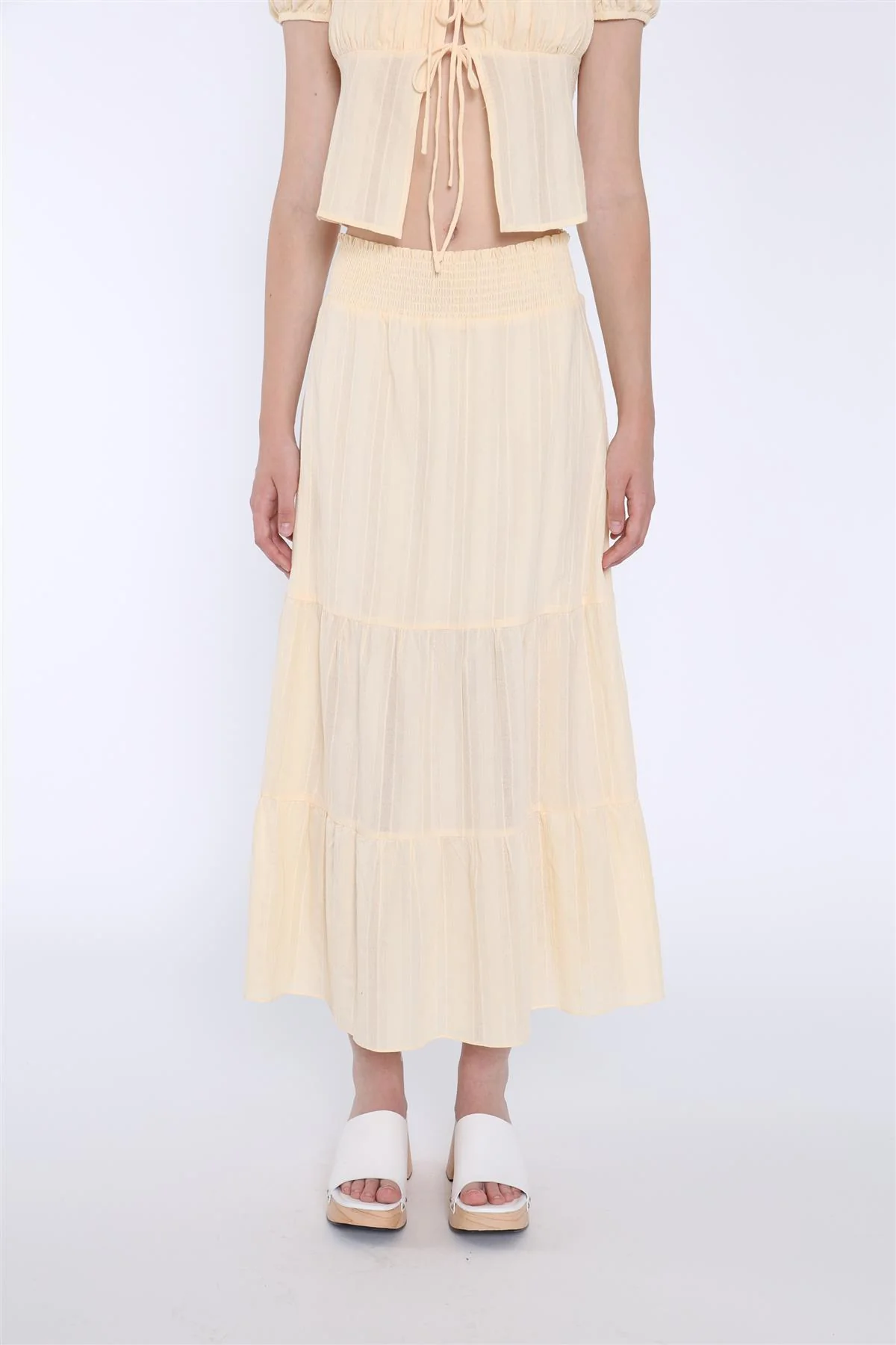 Pale-Lemon Tiered Maxi-Skirt - Image 5