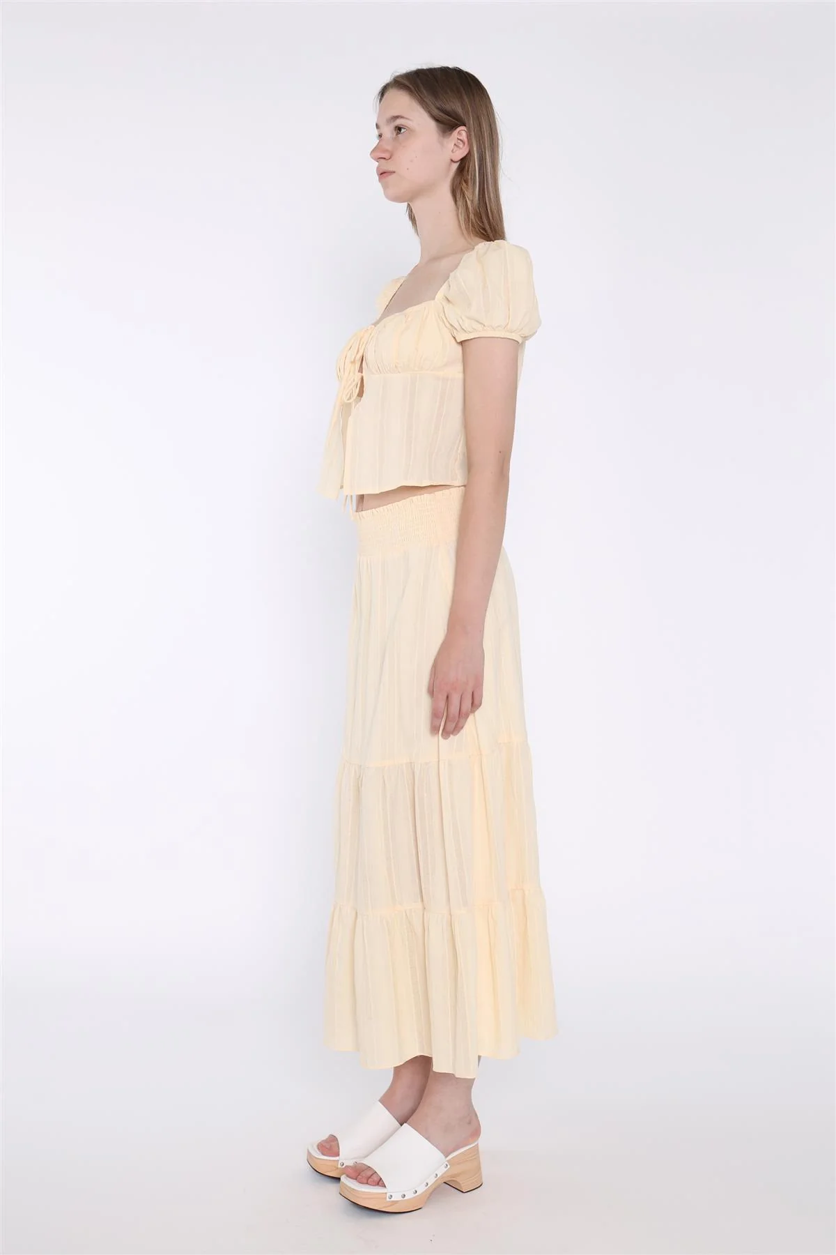 Pale-Lemon Tiered Maxi-Skirt - Image 6