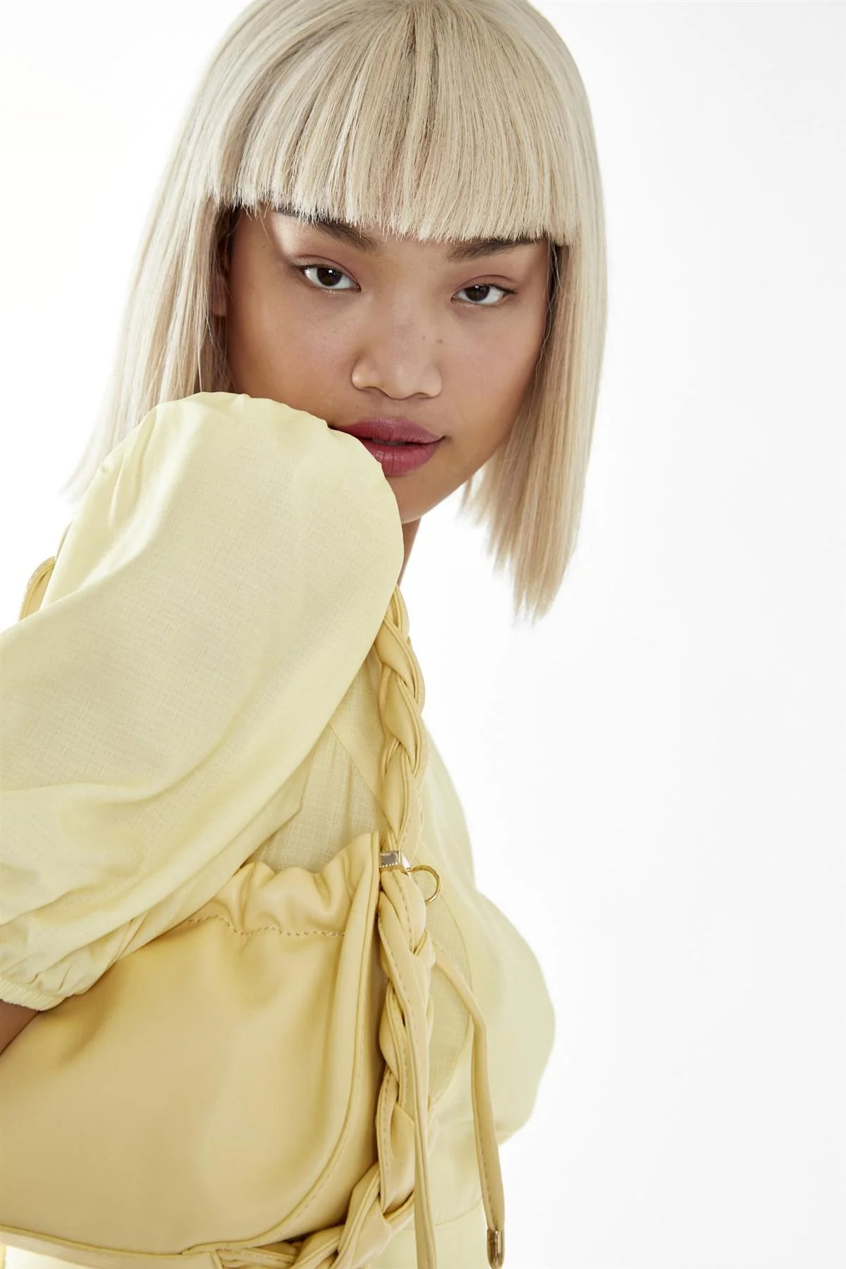 Pale-Yellow Pleated-Open-Back Mini-Dress - Image 4