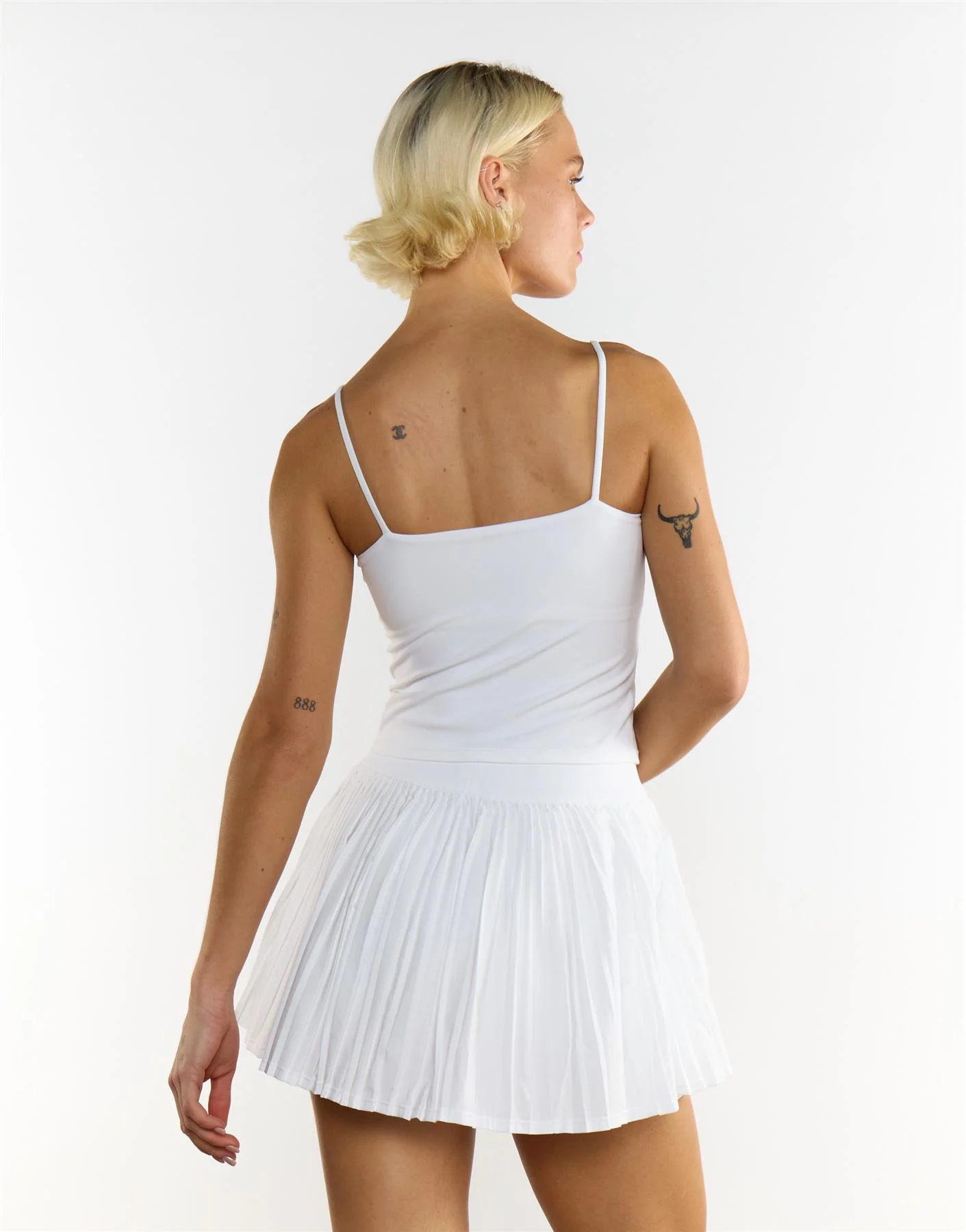 Pleated Mini Skirt - White - Image 2