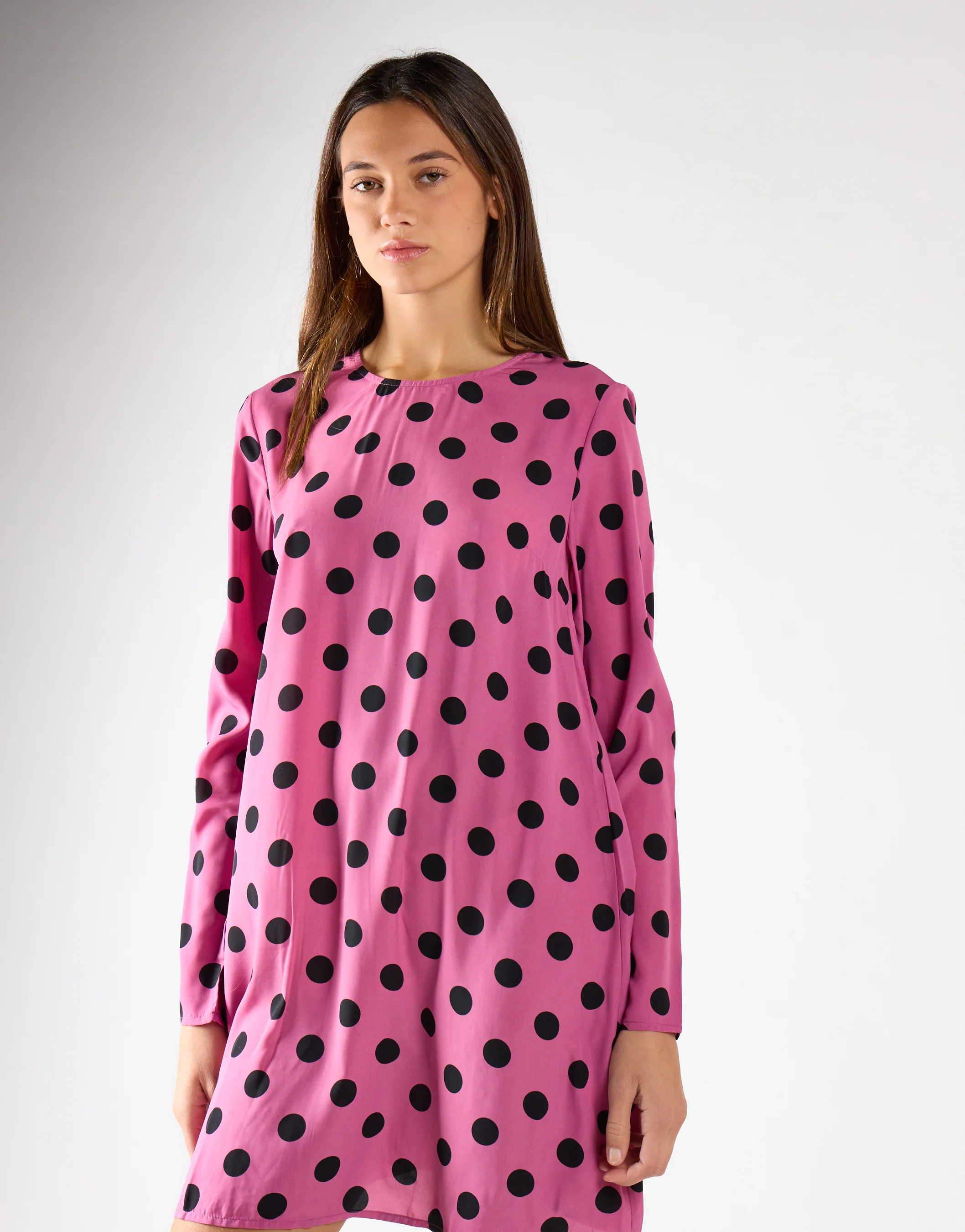 Purple Black Spot Long-Sleeve Mini Dress - Image 3