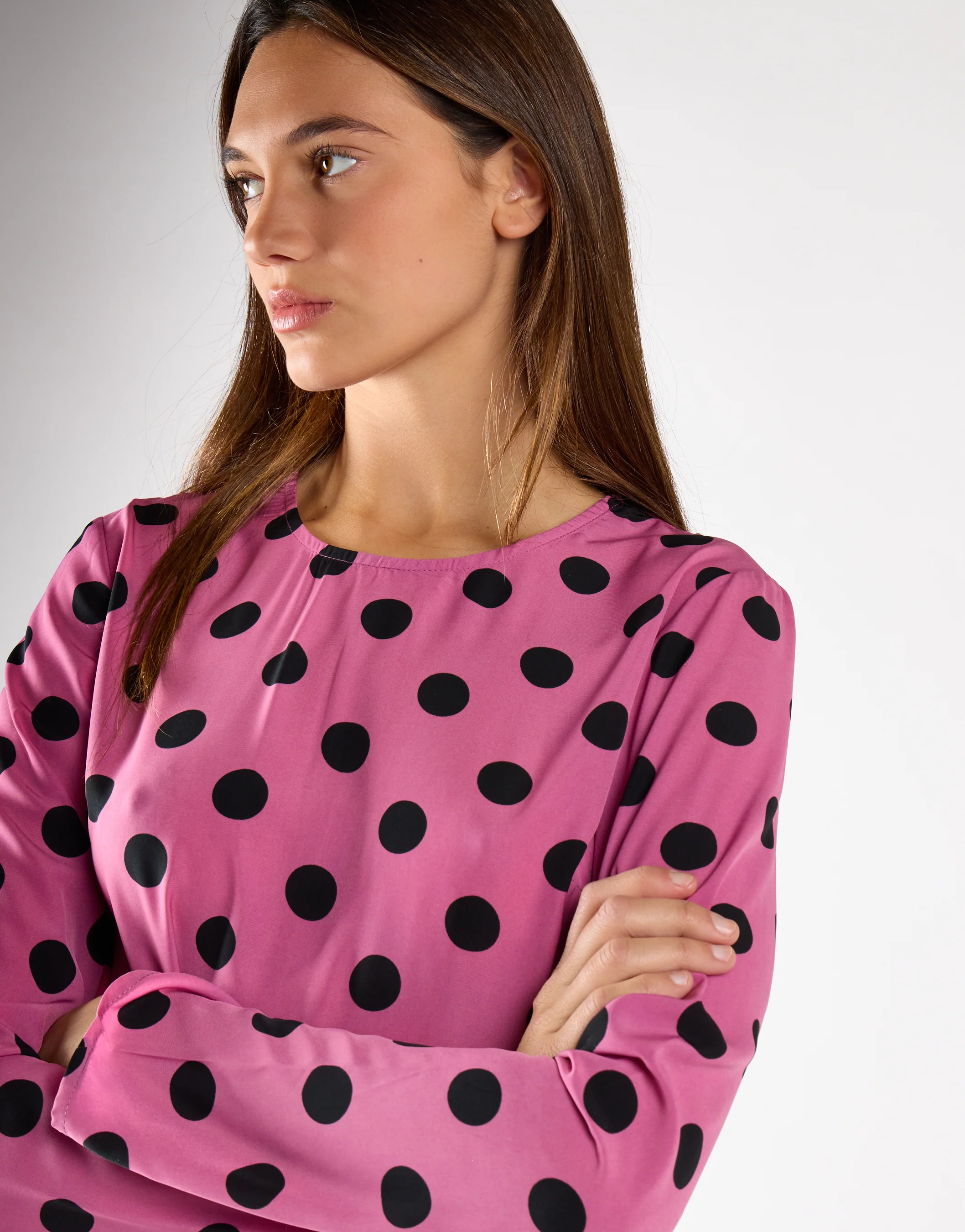 Purple Black Spot Long-Sleeve Mini Dress - Image 4