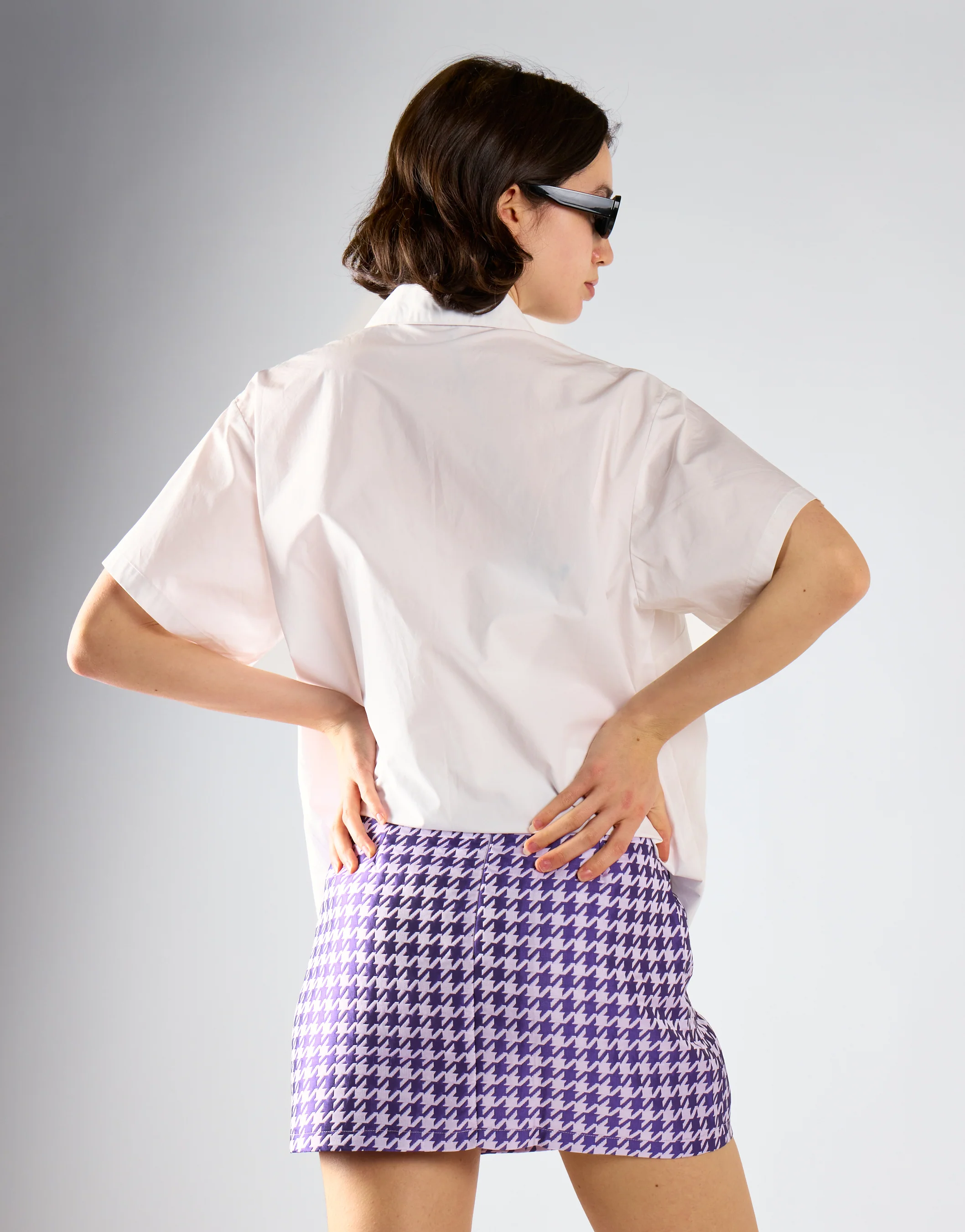 Purple-Houndstooth Mini Skirt - Image 2