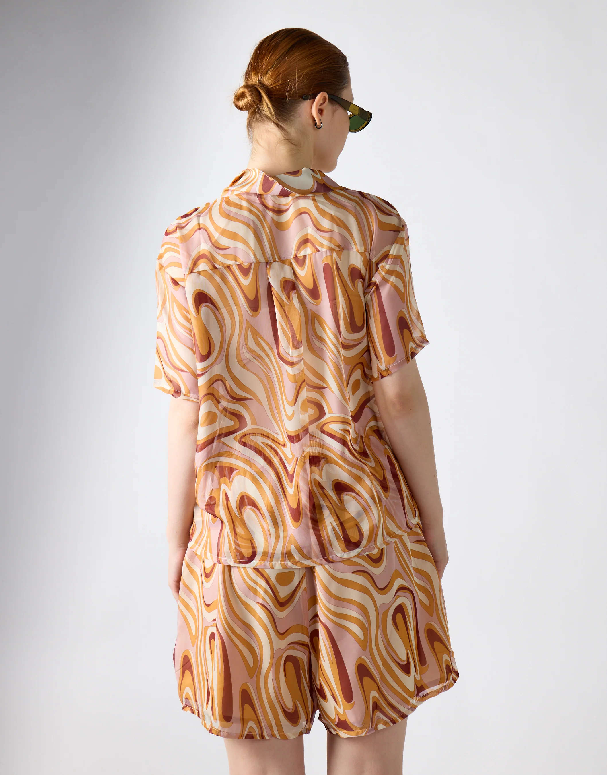 Retro-Marble Sheer Short-Sleeve-Top - Image 2