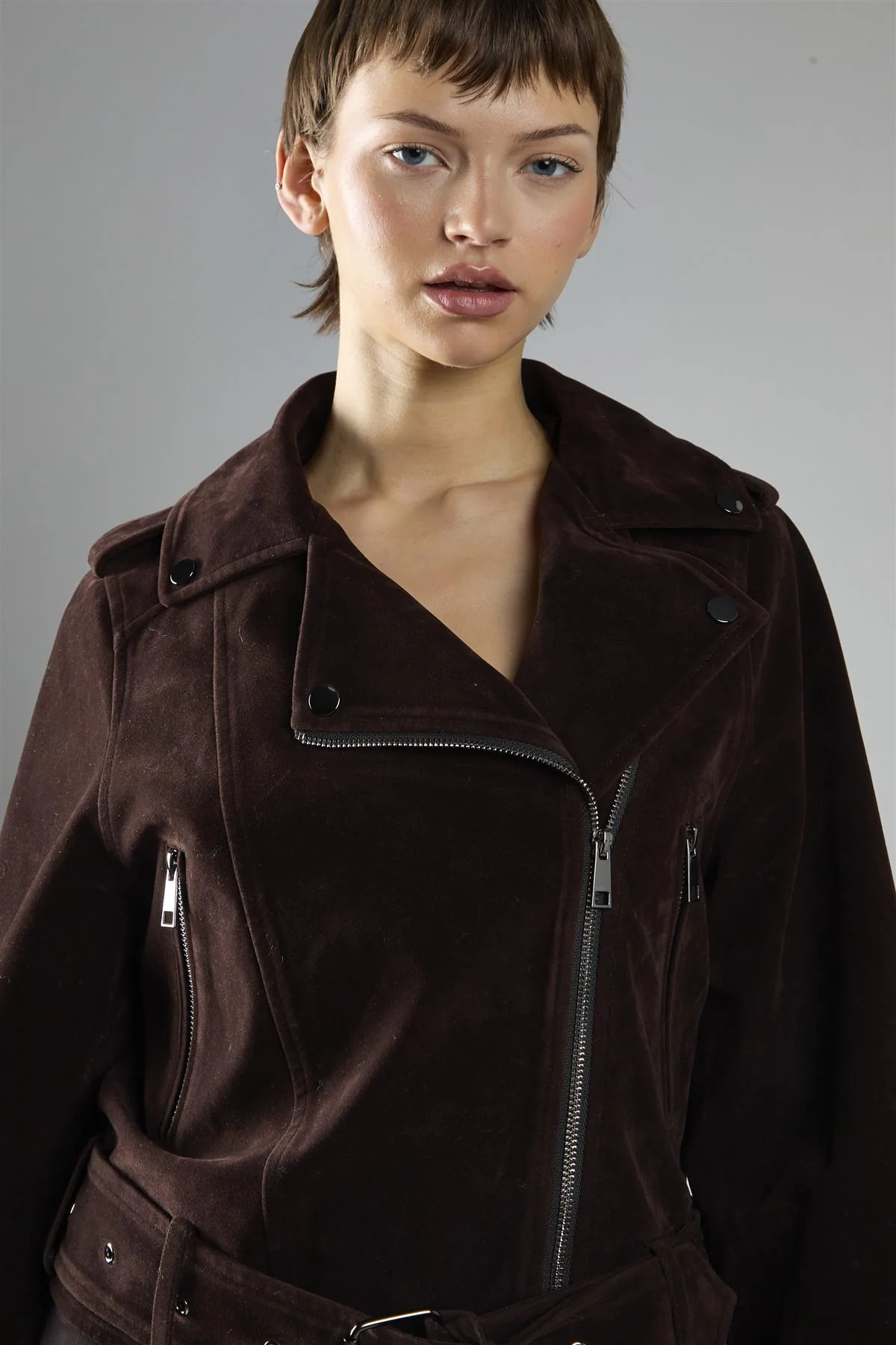 Rich Brown Biker Long Sleeve Jacket - Image 4
