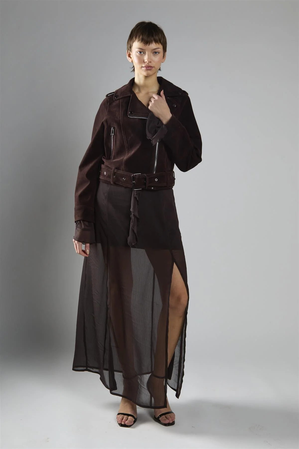 Rich Brown Biker Long Sleeve Jacket - Image 5