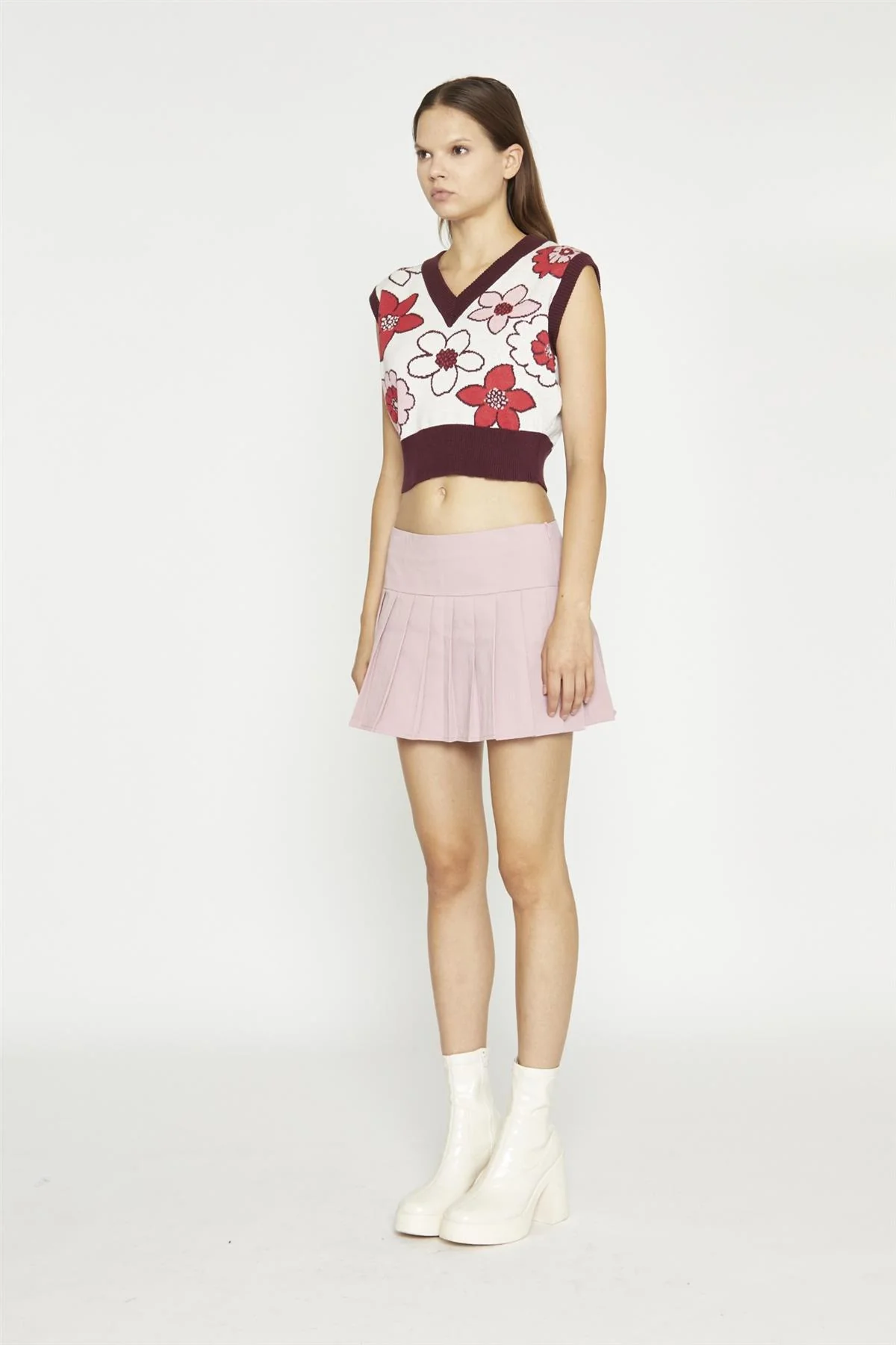 Rose Pink Pleated Mini-Skirt - Image 4