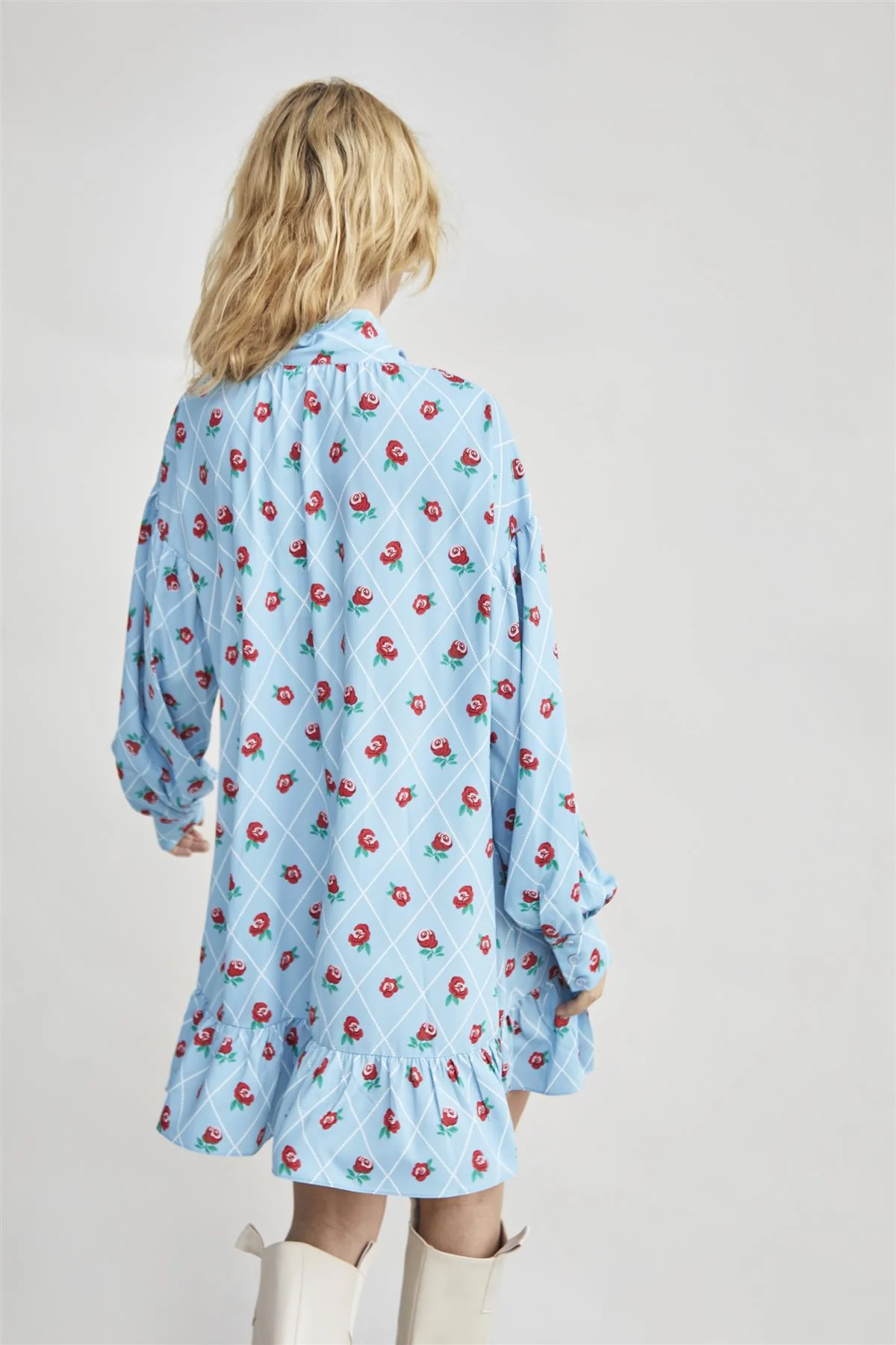 Rose Trellis Bow Front Mini Dress - Image 2