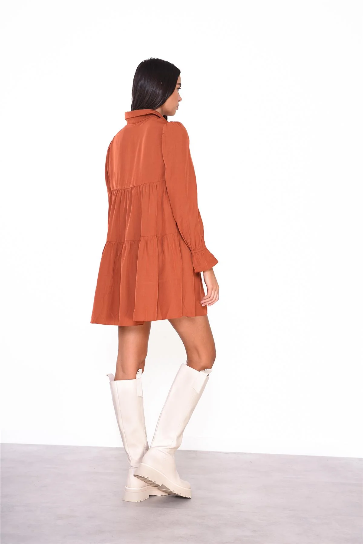Rust Collared Mini-Dress - Image 2