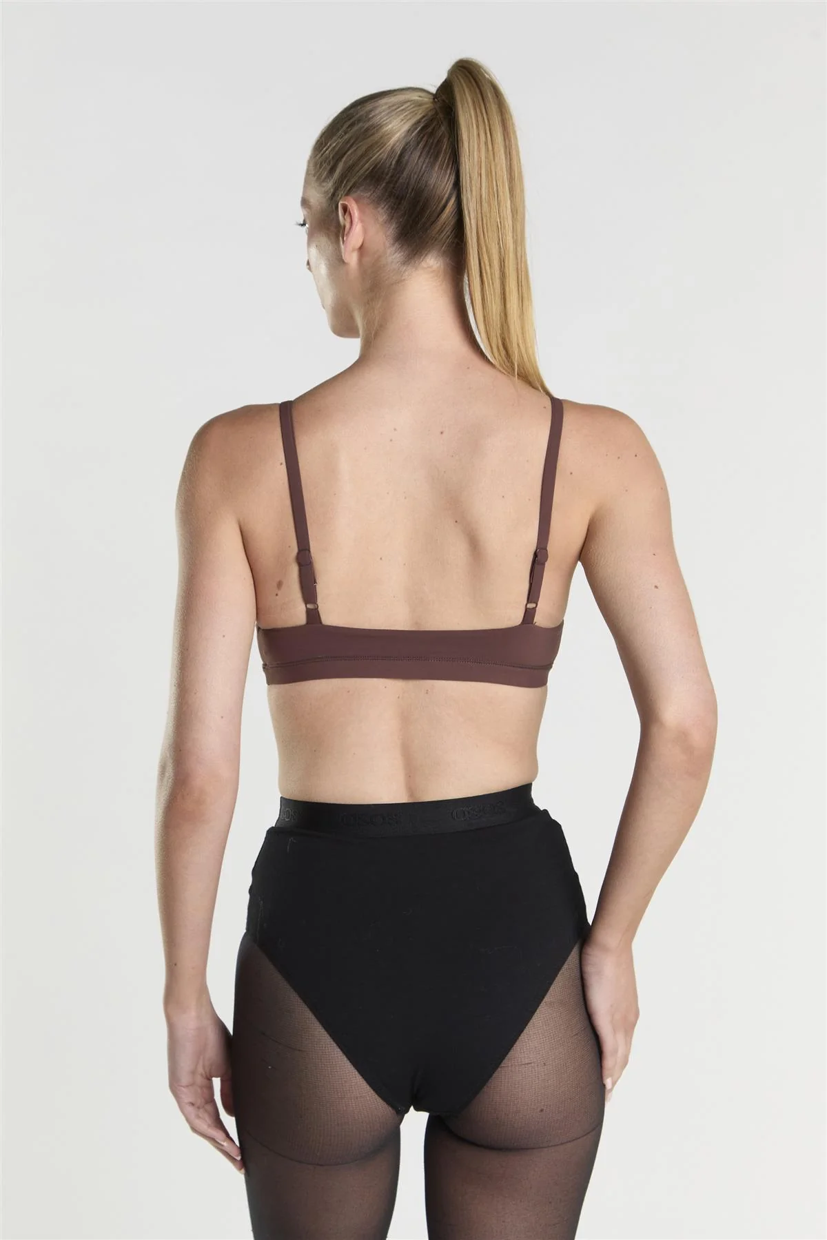 Scoop Neck Bralette - Brown - Image 2