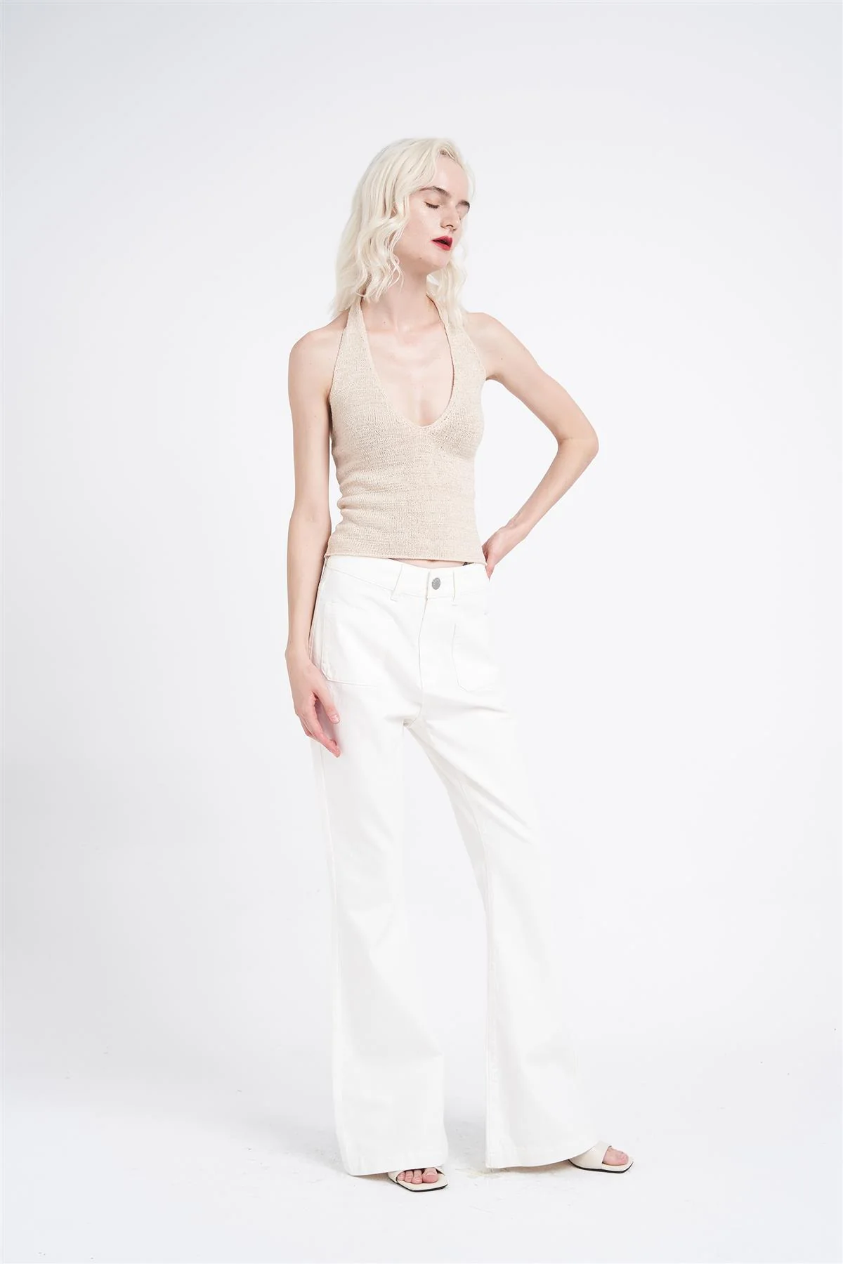 Stone Plunge Halter-Neck-Top