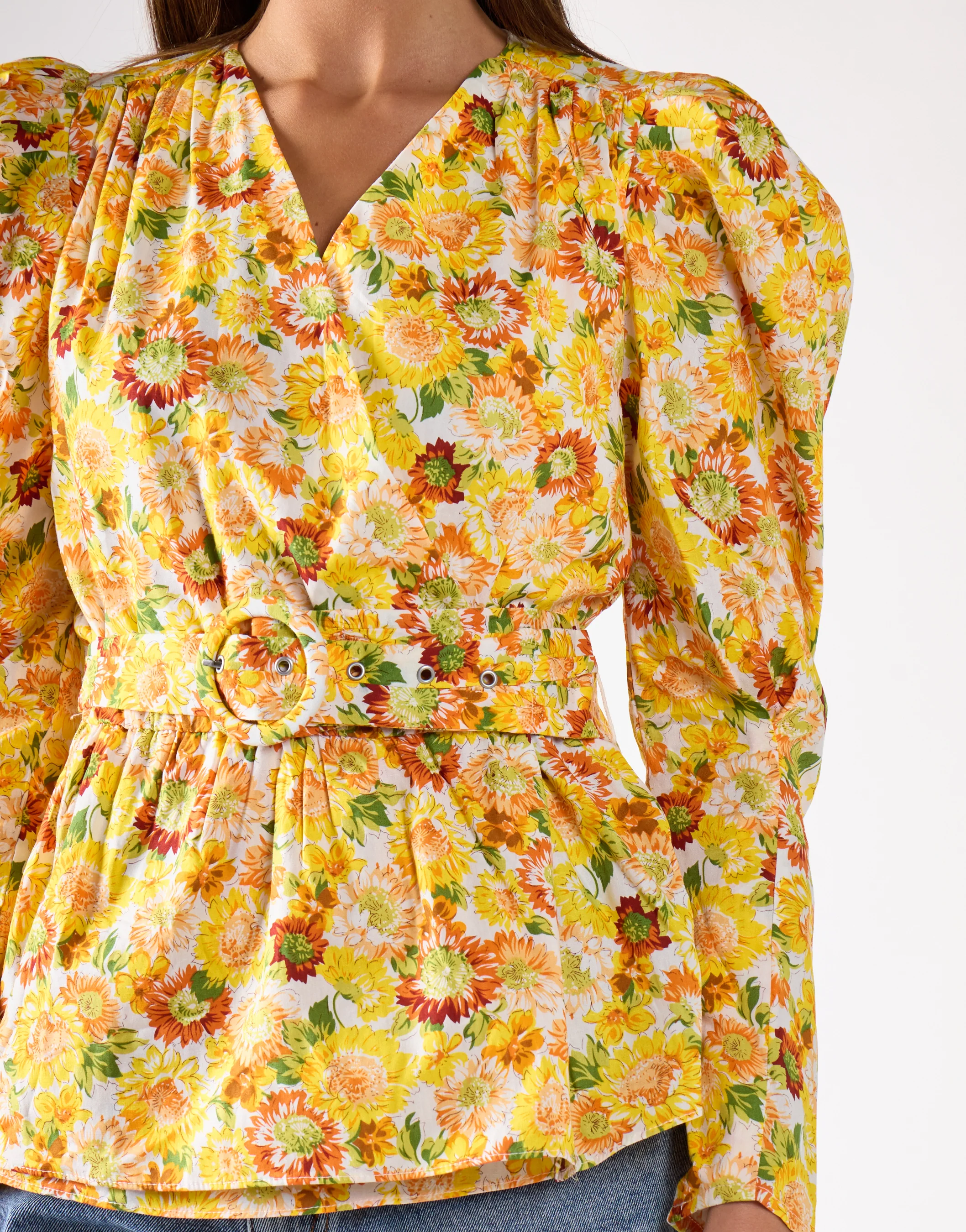 Sunflower Floral Belted Top - Image 4